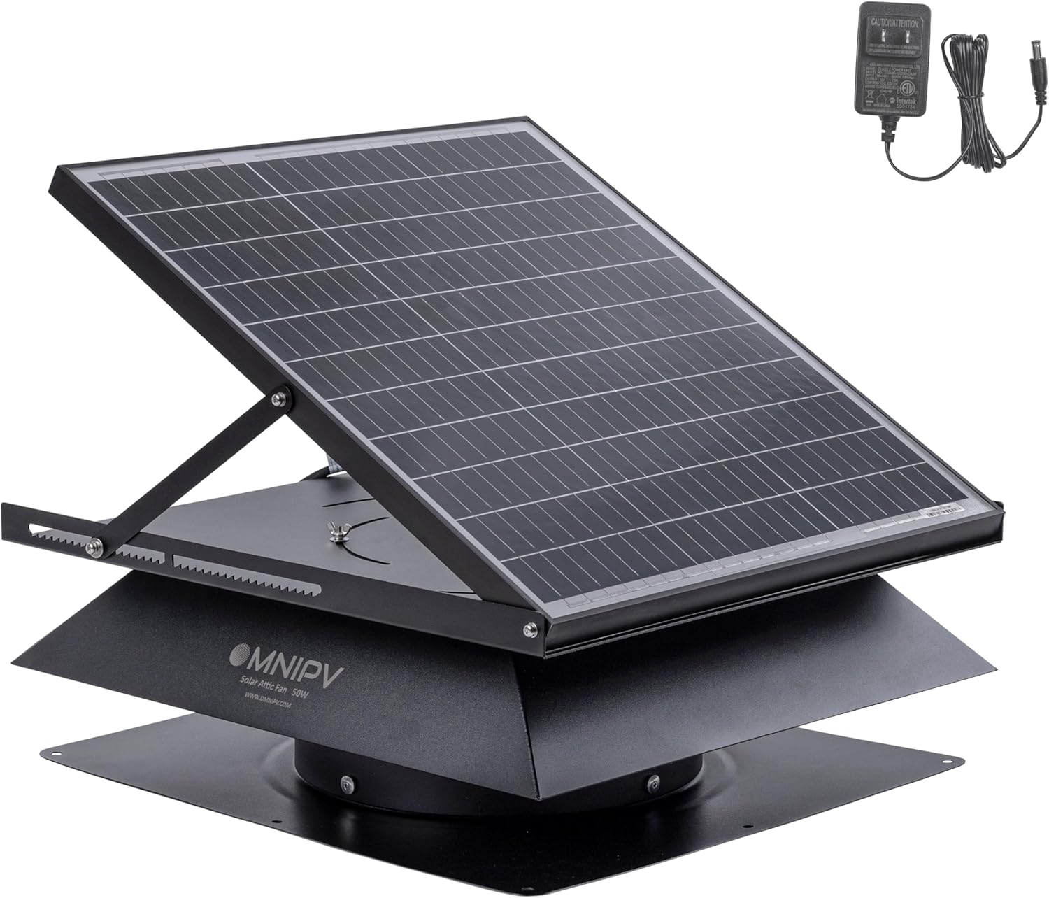 Smart Hybrid Solar Attic Fan Pro, 2850 CFM, 50W Panel, Thermostat