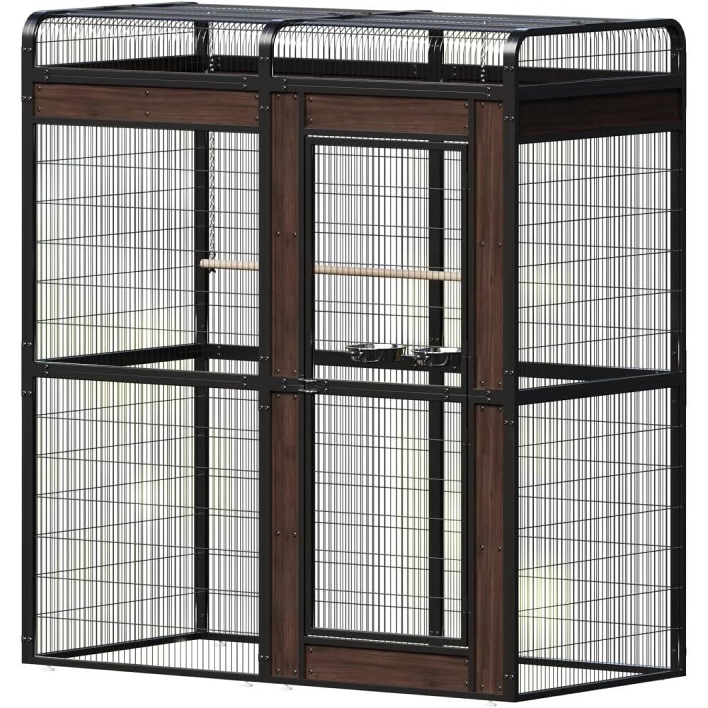Large Outdoor Bird Cage Aviary for Parakeets, Parrots, Black