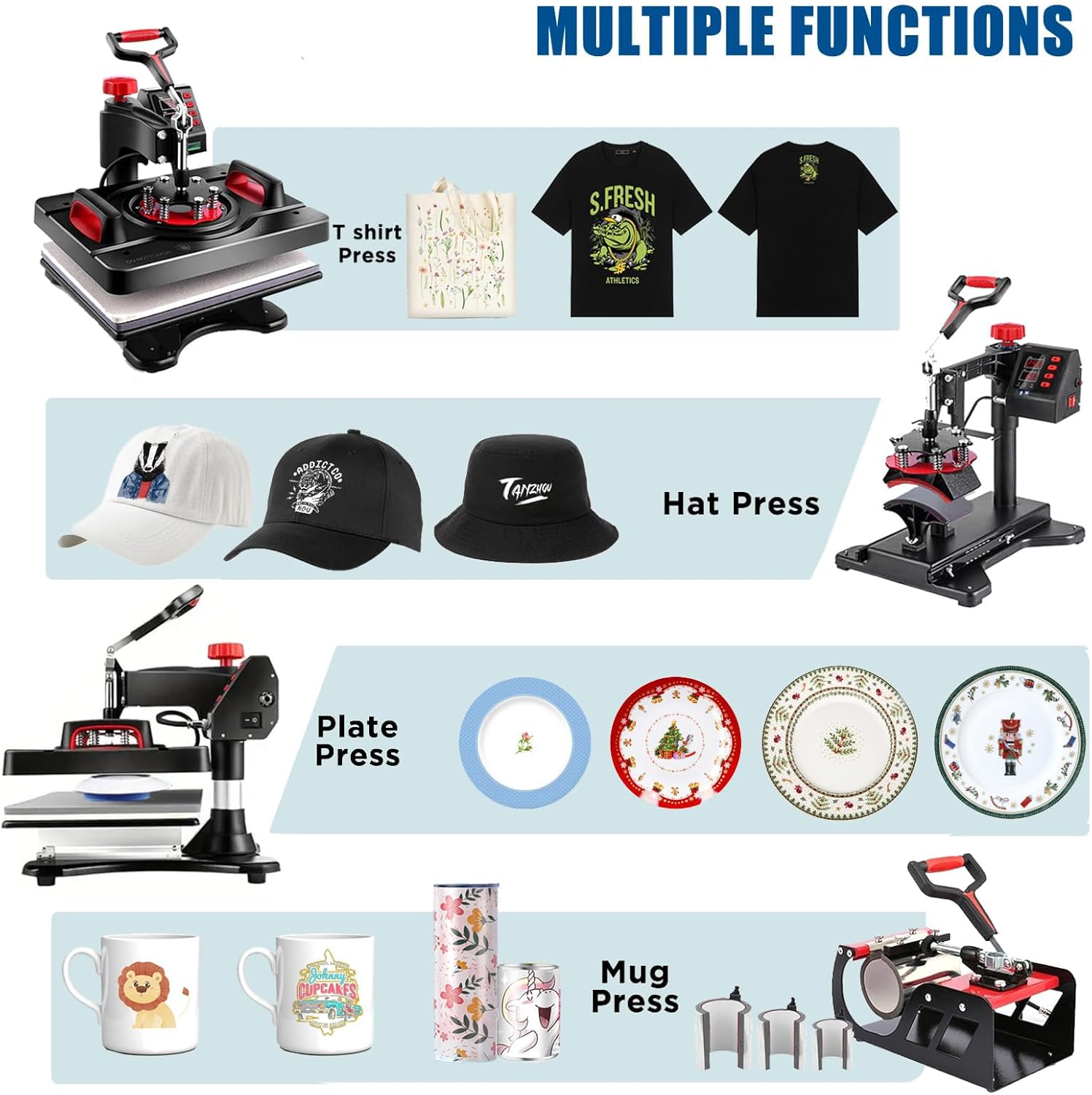 AKEYDIY 8-in-1 Heat Press Machine, 12