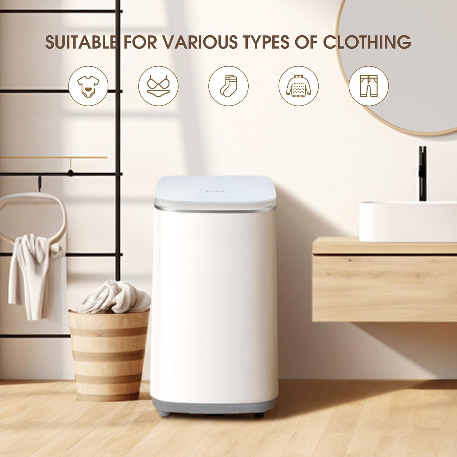 HAVA 0.8 Cu.Ft Portable Washing Machine, 8 Cycles, LED Display