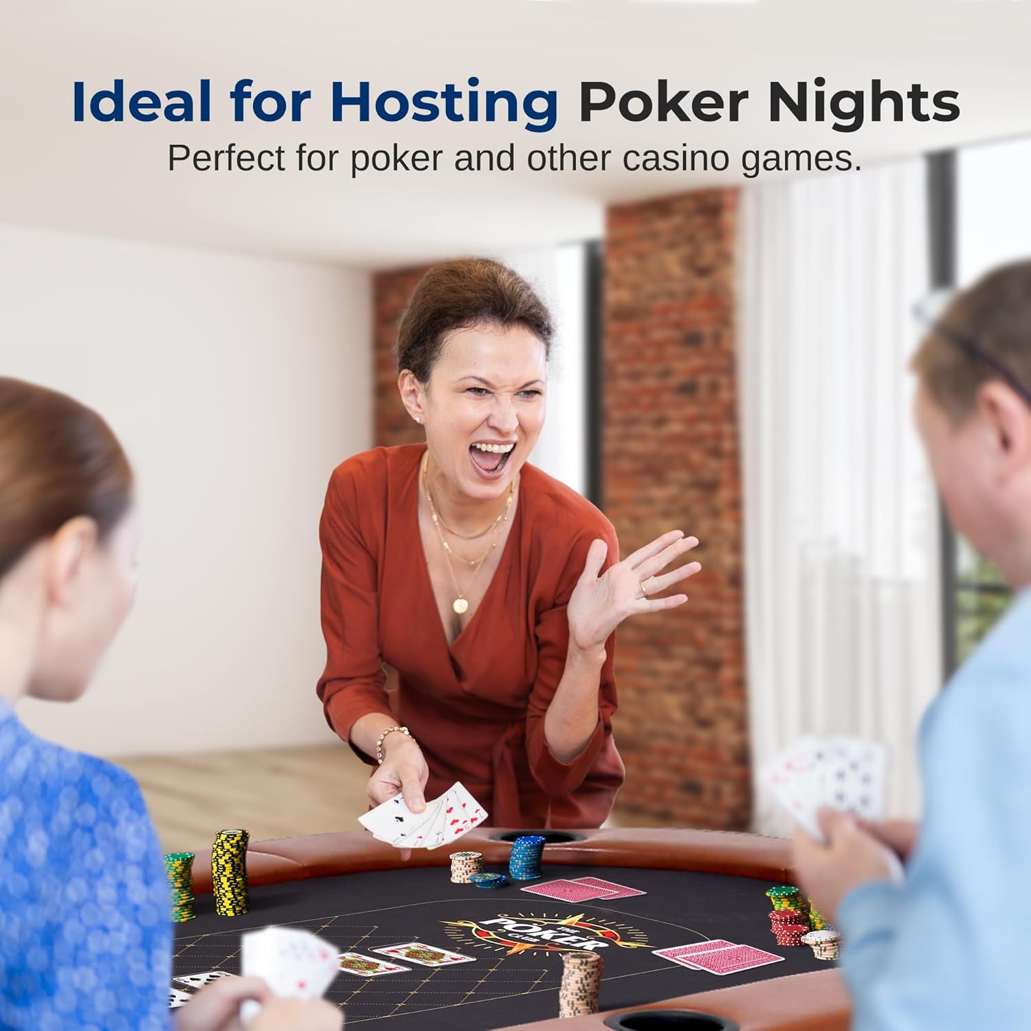 SereneLife 6ft Foldable Poker Table, 8 Player, Water-Resistant