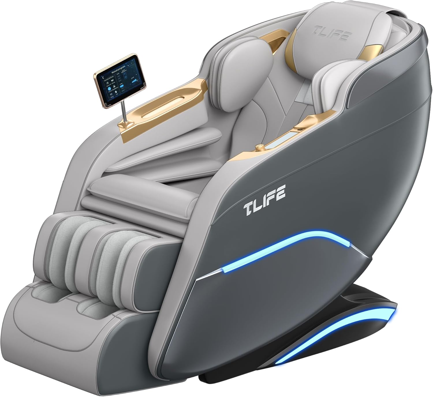 TLIFE Full Body Massage Chair, Zero Gravity, SL-Track, Foot Rollers, Heating, Grey