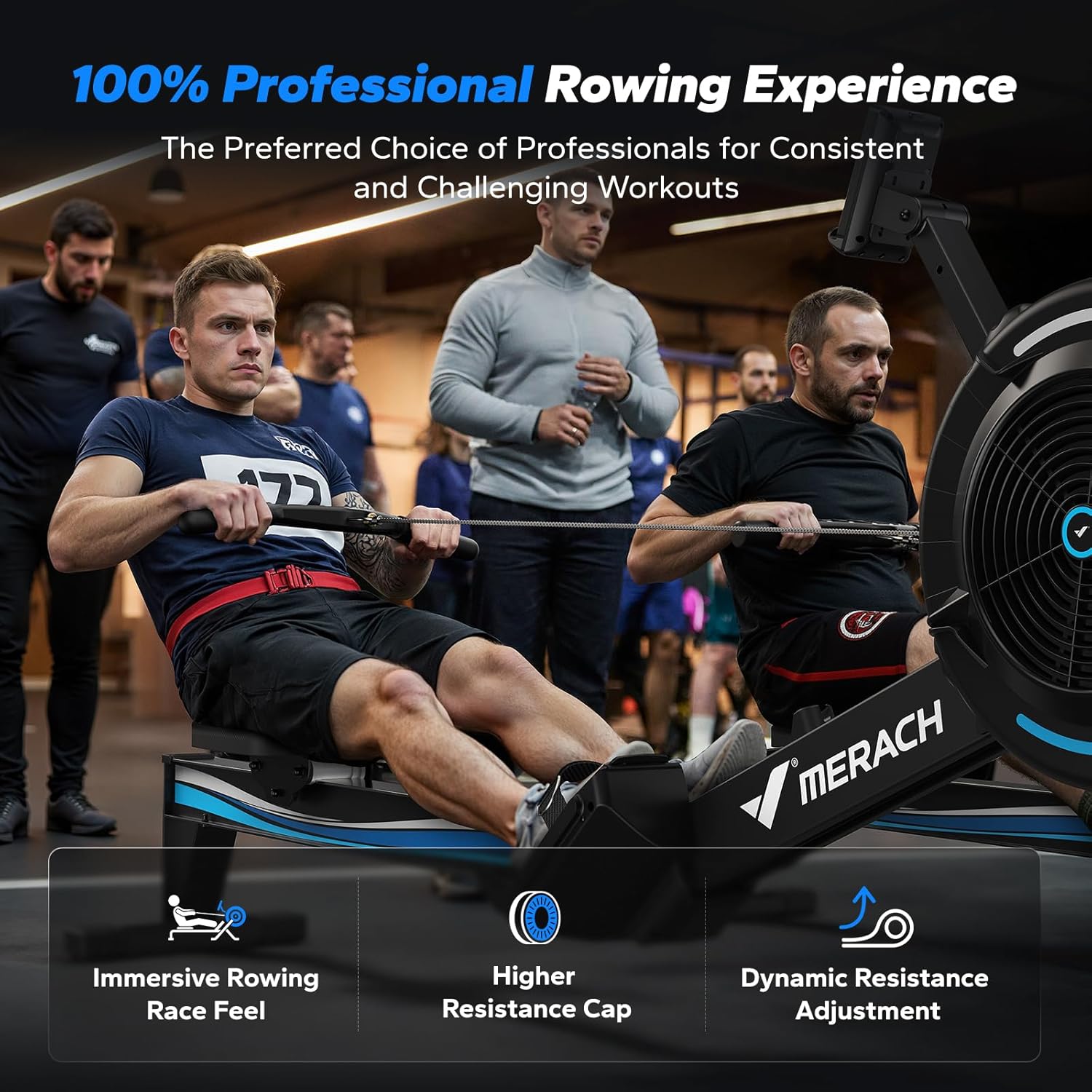 MERACH Air Resistance Rowing Machine, Ergonomic Seat, Performance Monitor