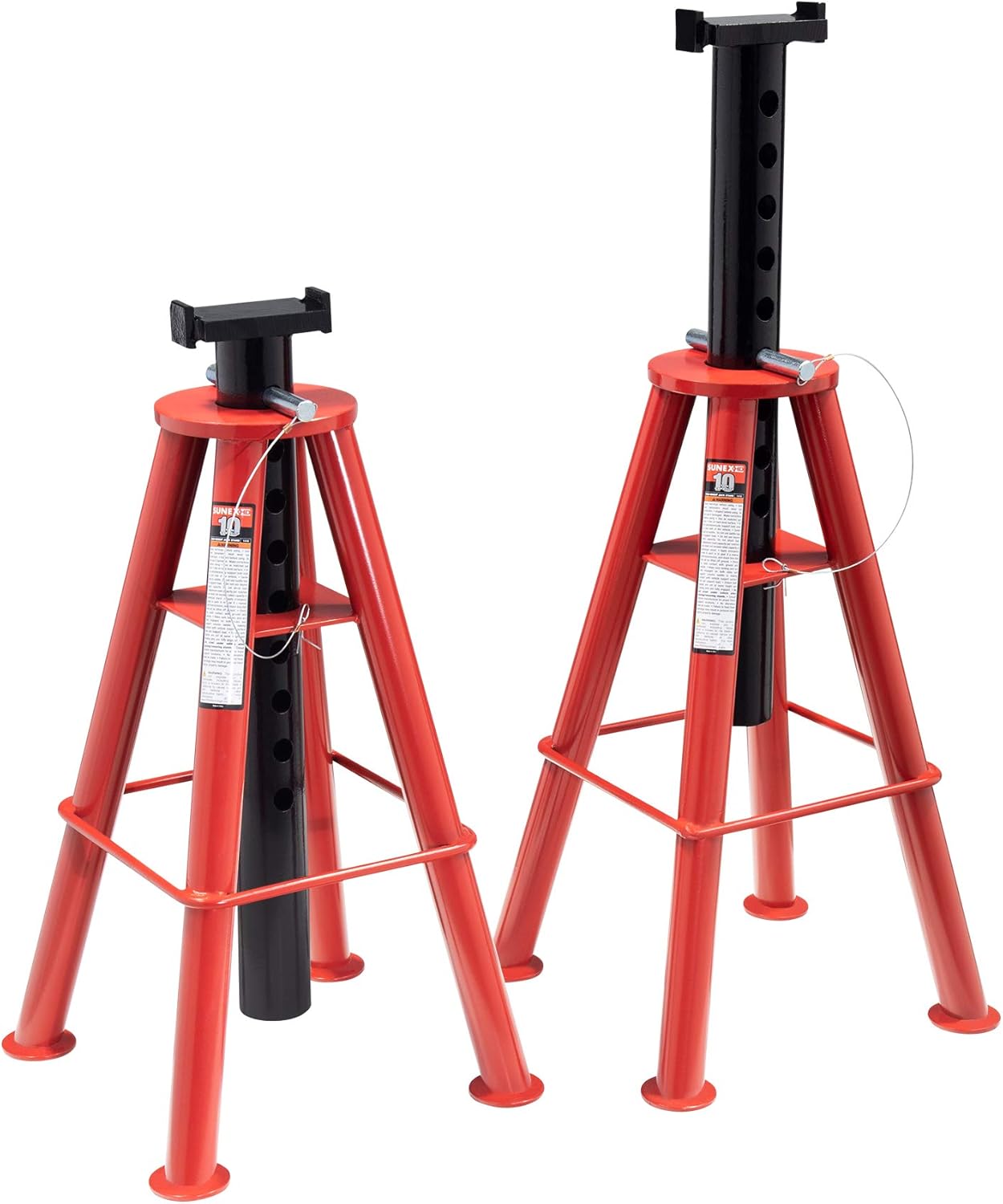 Sunex 1410 10-Ton Jack Stands, High Height, Pin Type, Pair