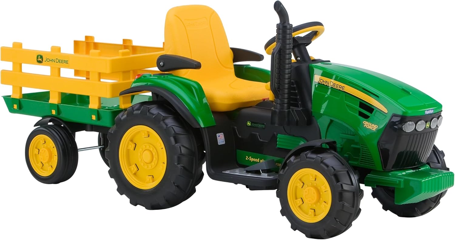 Peg Perego John Deere 12V Ride-On Tractor with Trailer