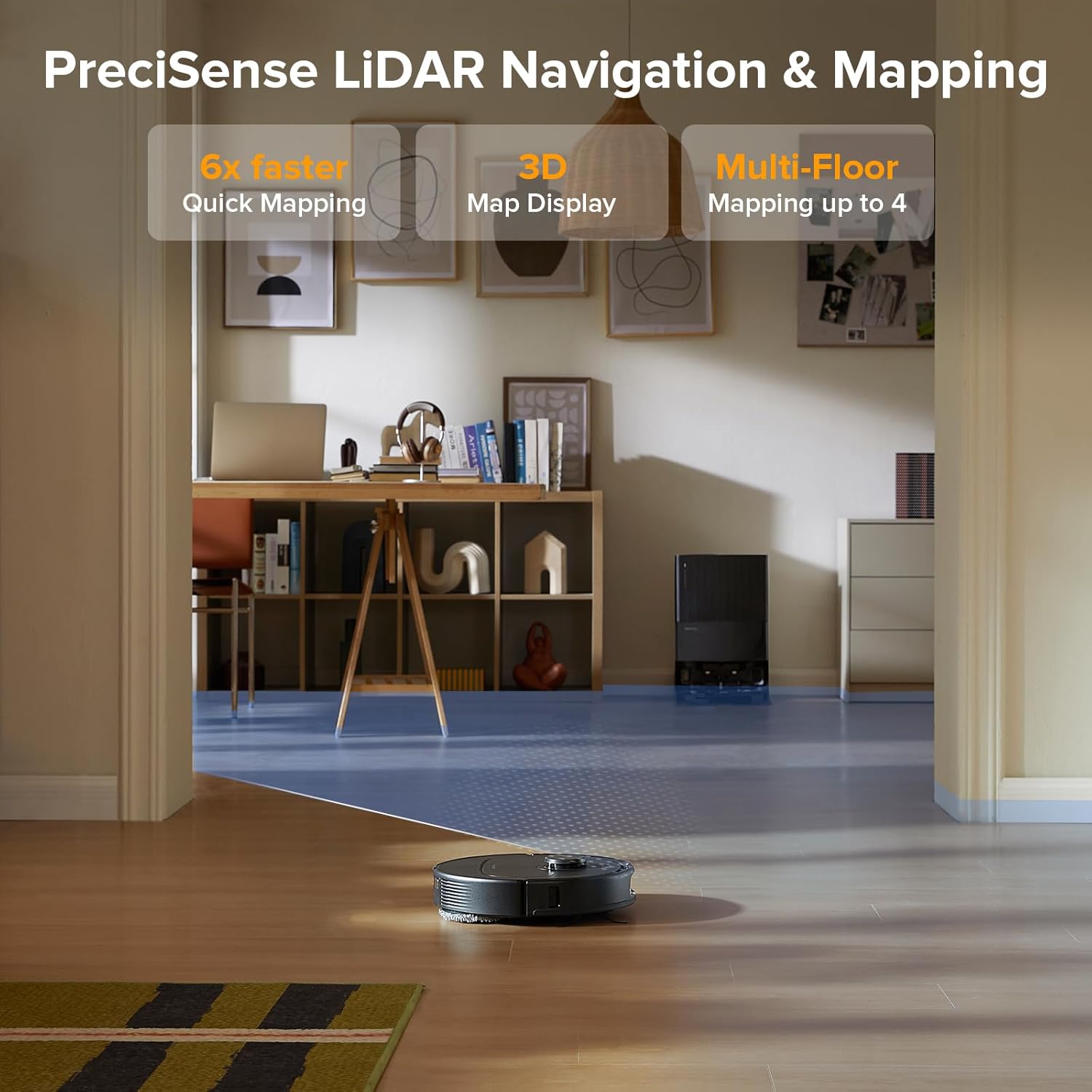 Roborock Qrevo Robot Vacuum & Mop, 8000Pa, Auto Mop Wash, Black