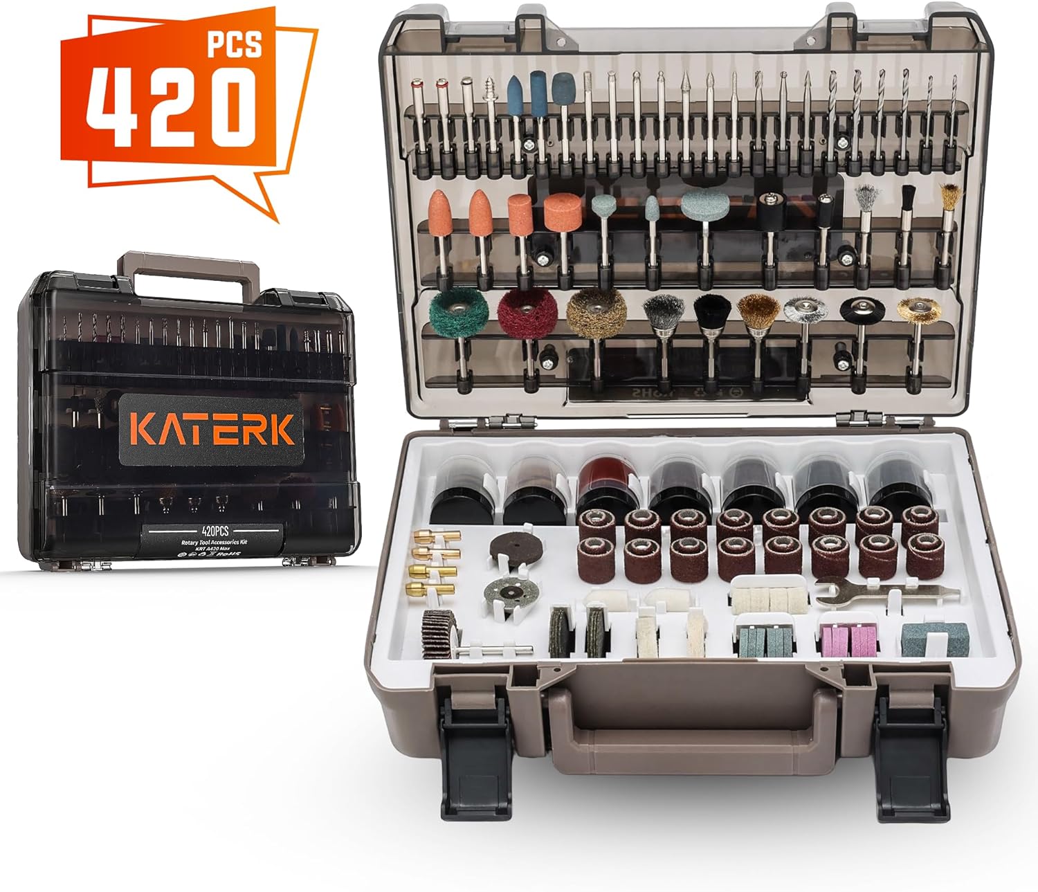 Katerk 420PCS Rotary Tool Accessories Kit, Fits Dremel, 1/8