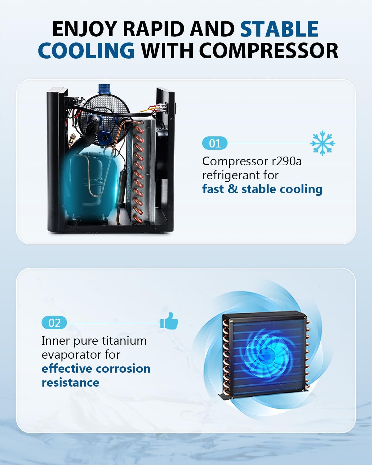 BAOSHISHAN Aquarium Chiller 42gal, 1/10 HP, Quiet Compressor