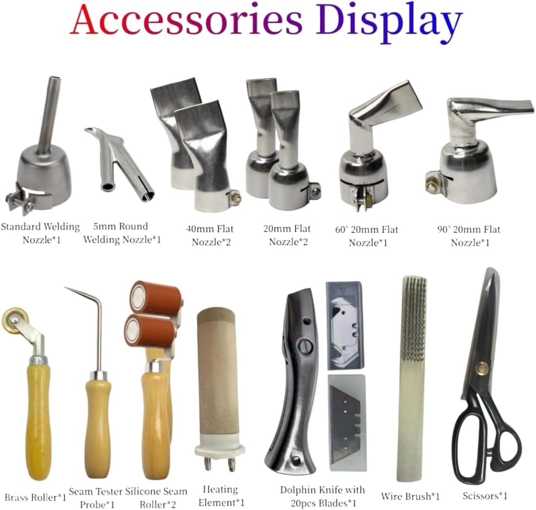 110V 1600W PVC Roofing Heat Gun Kit with Rollers & Nozzles