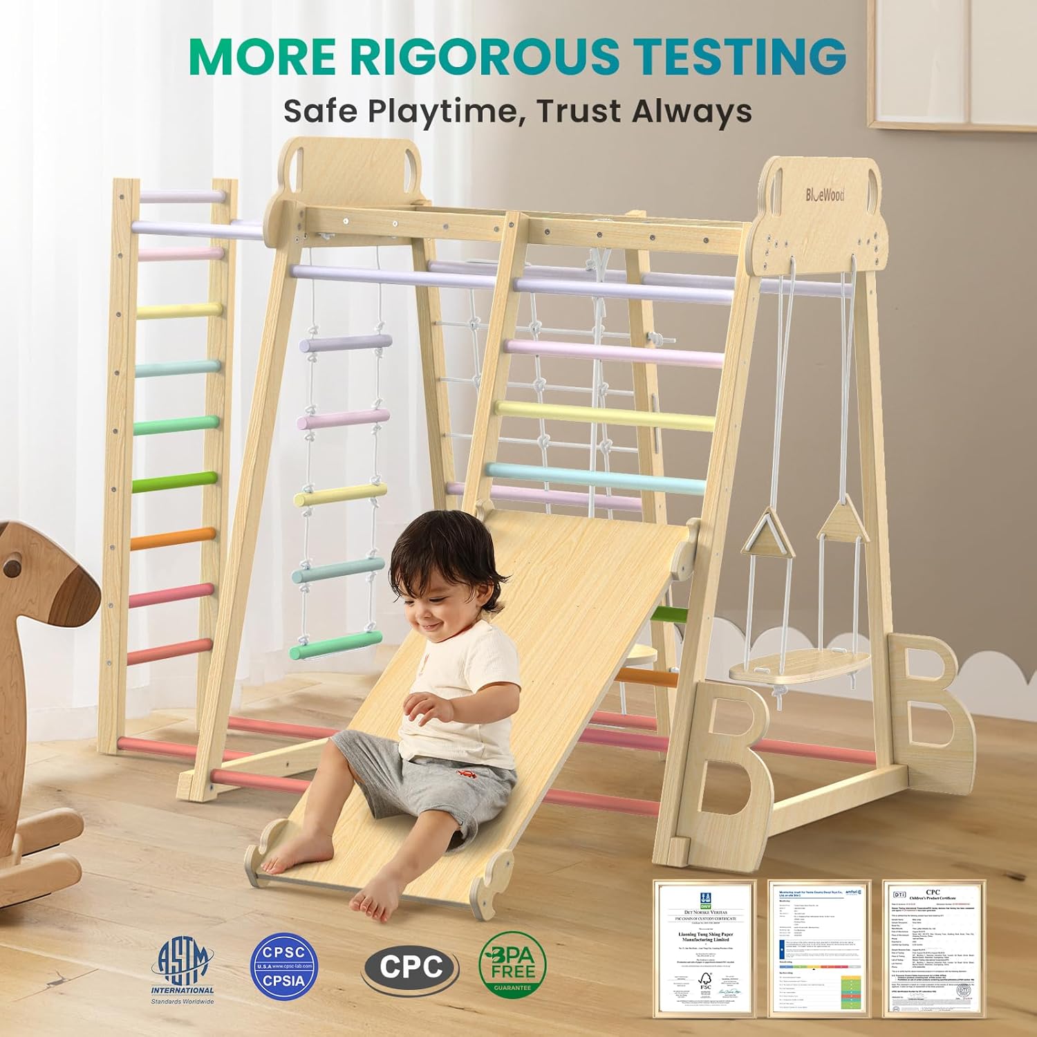 9-in-1 Indoor Jungle Gym Montessori Climber Playset with Slide