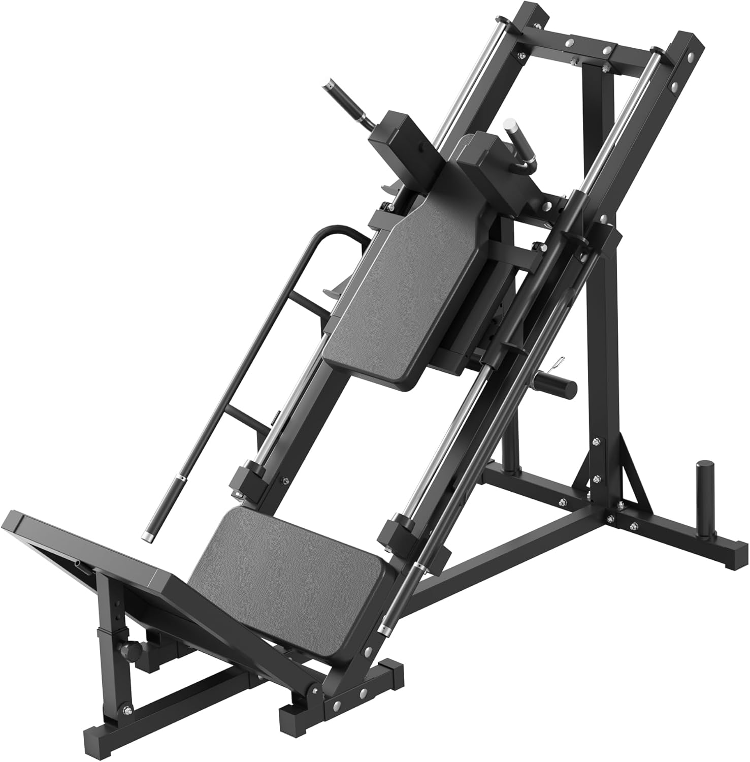 Leg Press Hack Squat Machine, 1100lb Capacity, Plate Loaded, Black