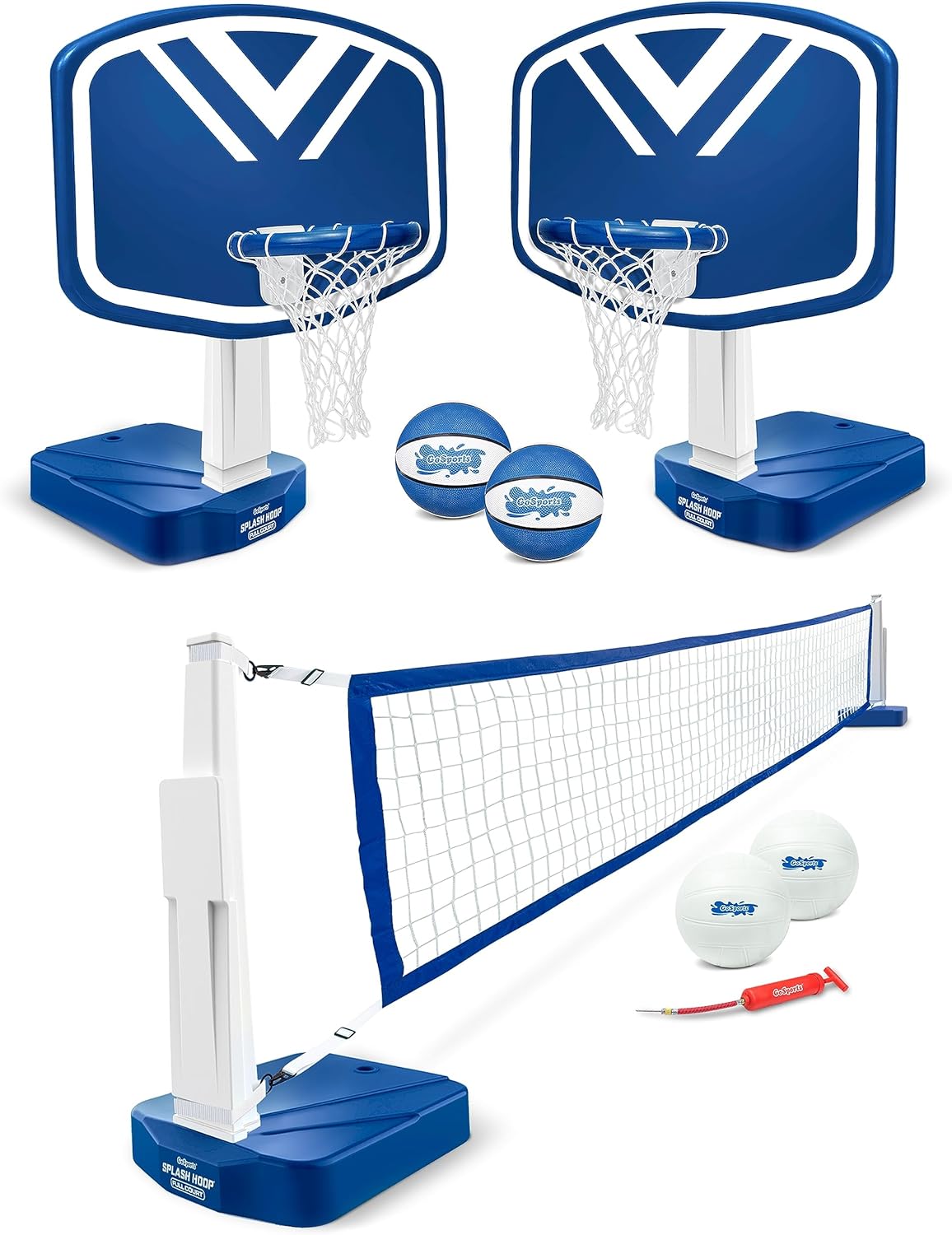 GoSports Splash Hoop 2-in-1 Pool Basketball & Volleyball Set