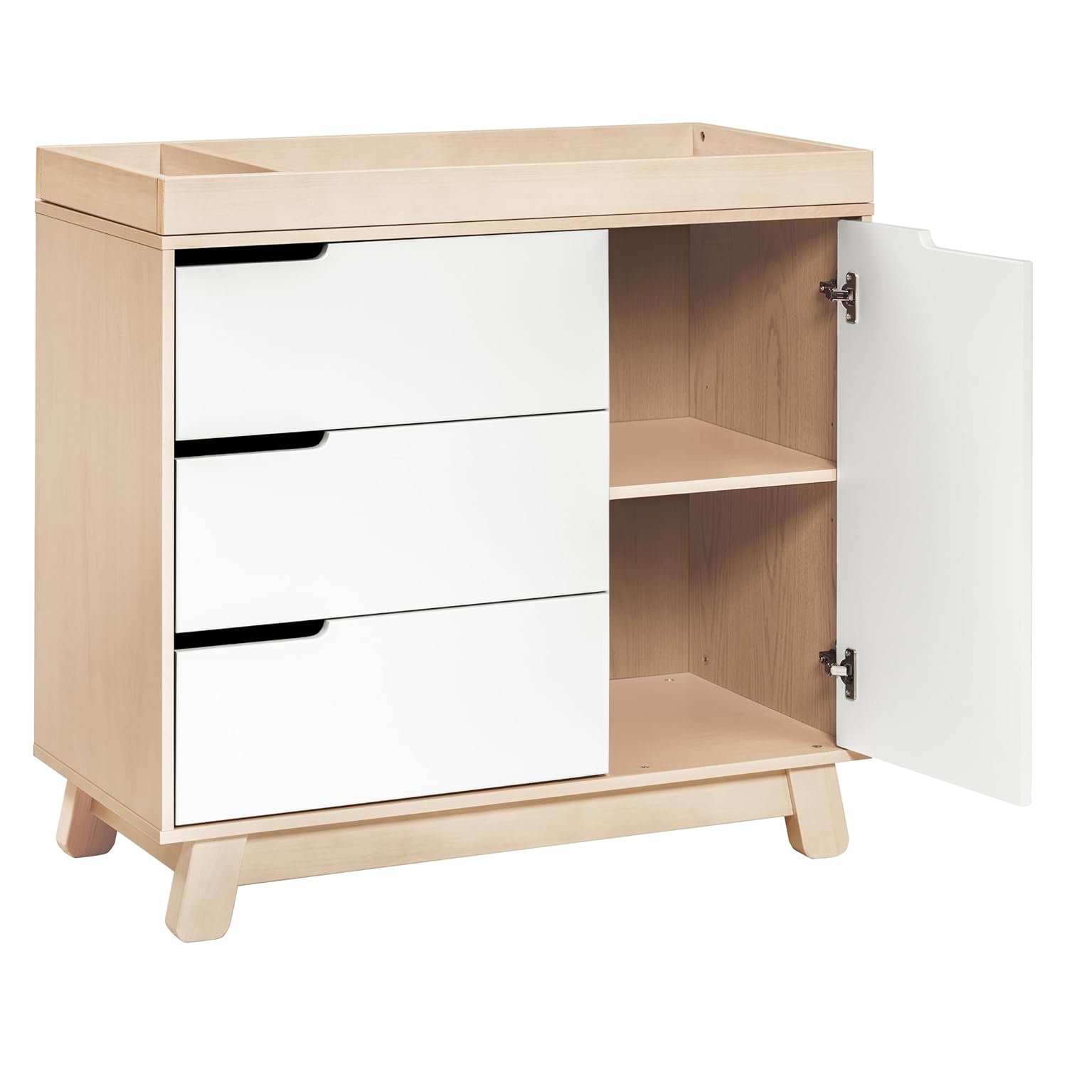 Babyletto Hudson 3-Drawer Dresser with Changing Tray, Natural/White