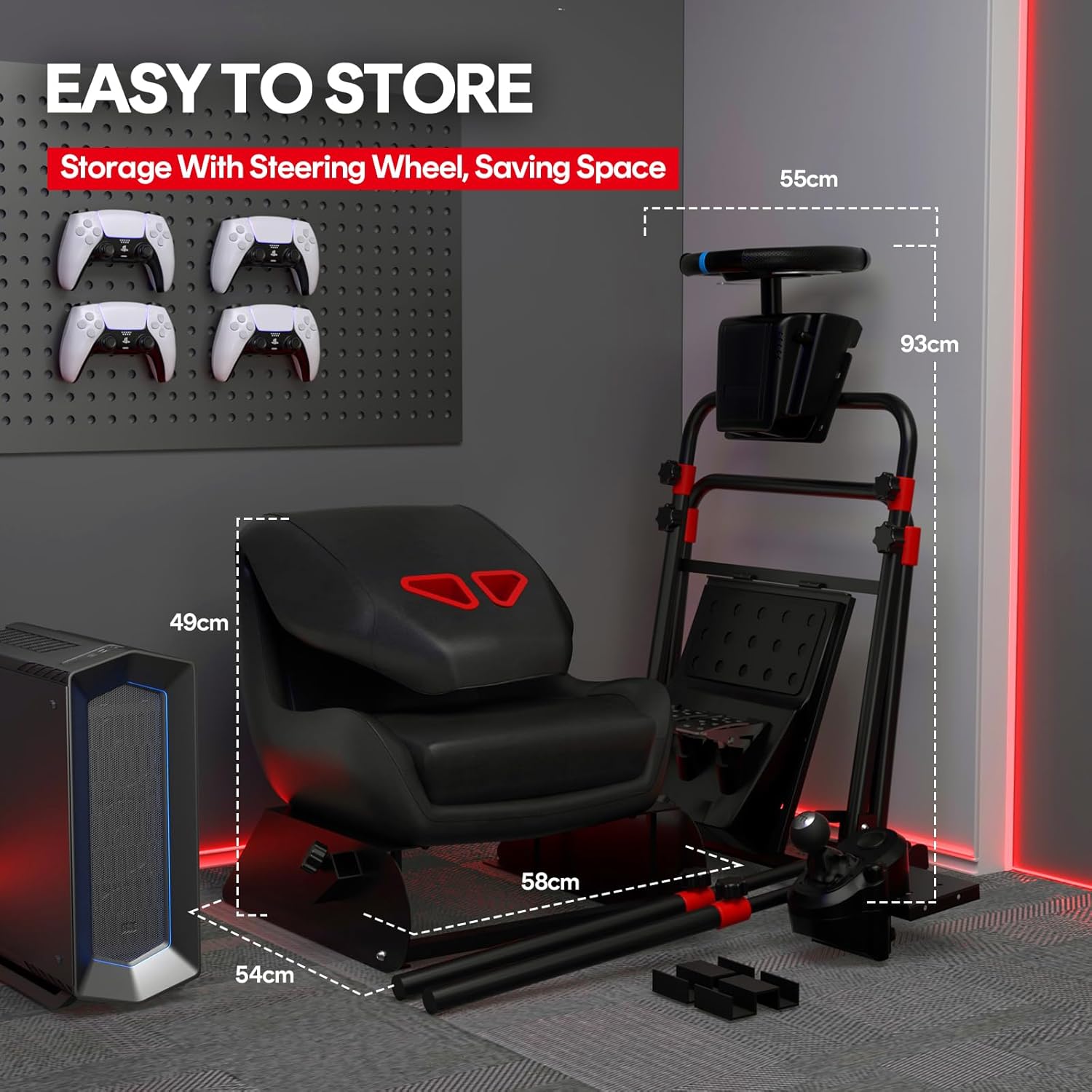 RACGTING Racing Simulator Cockpit, Foldable Seat, Logitech/Thrustmaster