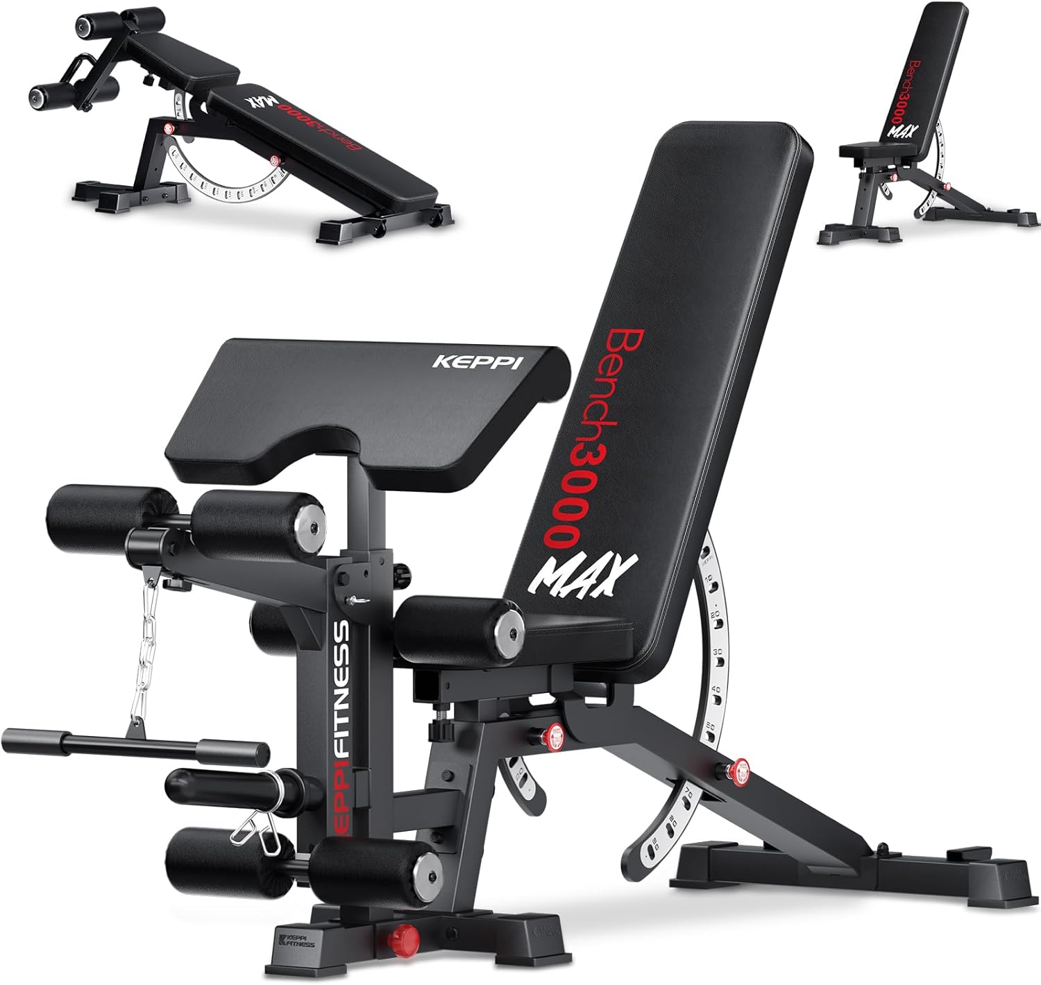KeppiFitness Bench3000 MAX, Adjustable Weight Bench with Leg Extension