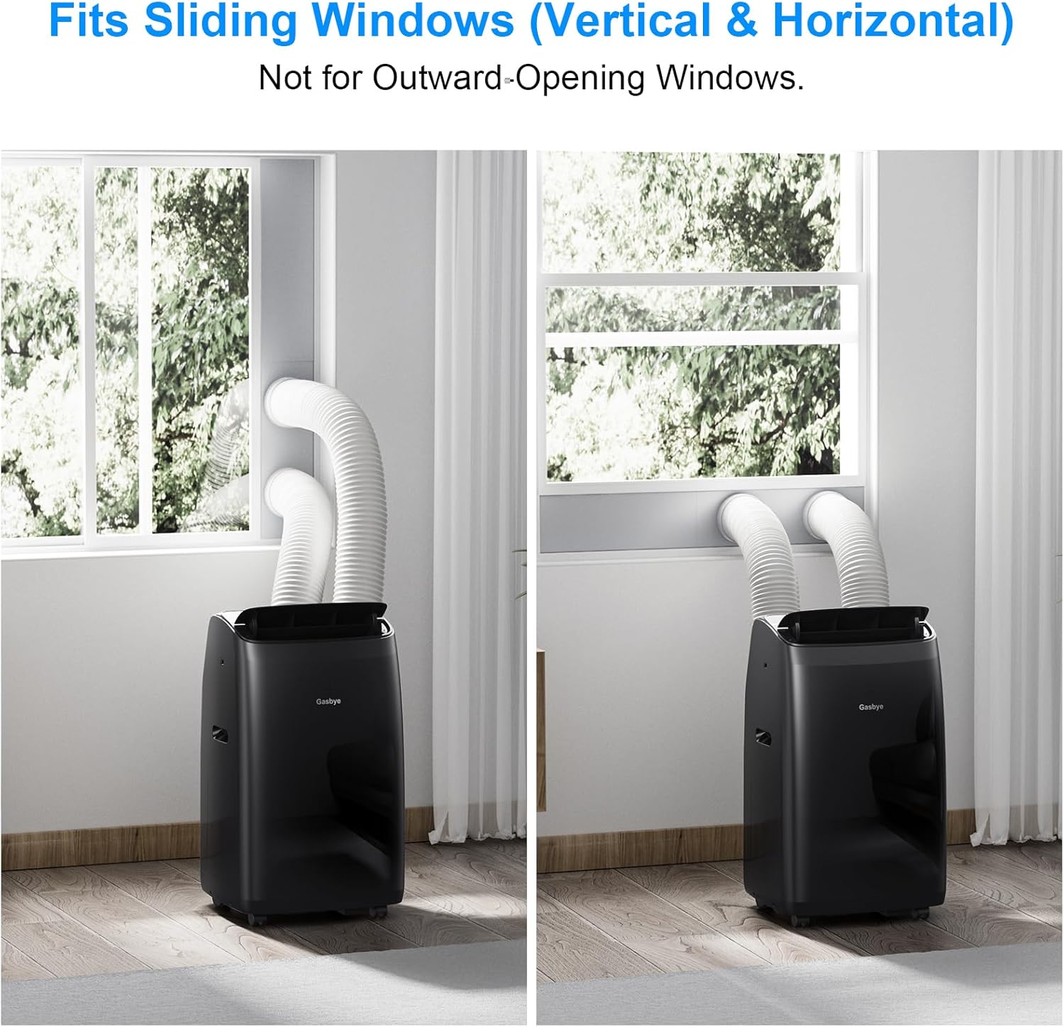 Dual Hose Portable Air Conditioner, 14,000BTU, 500 Sq.Ft, Black