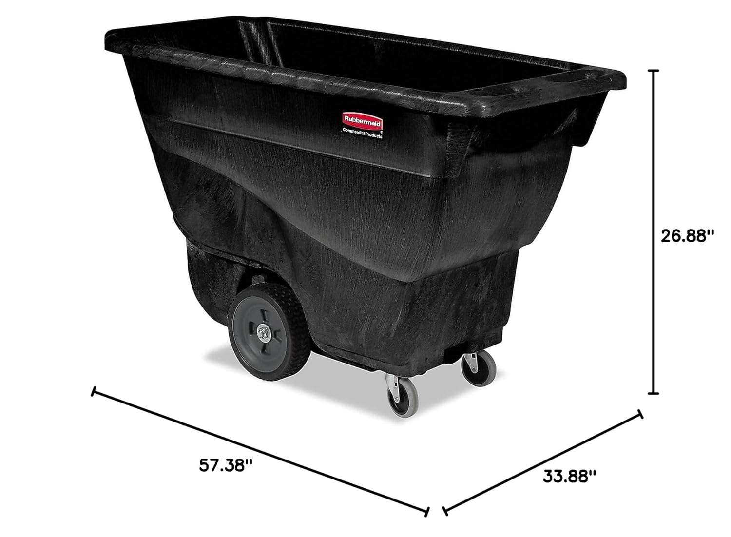 Rubbermaid Tilt Dump Truck, 450lb Capacity, 1/2 Cubic Yard, Black