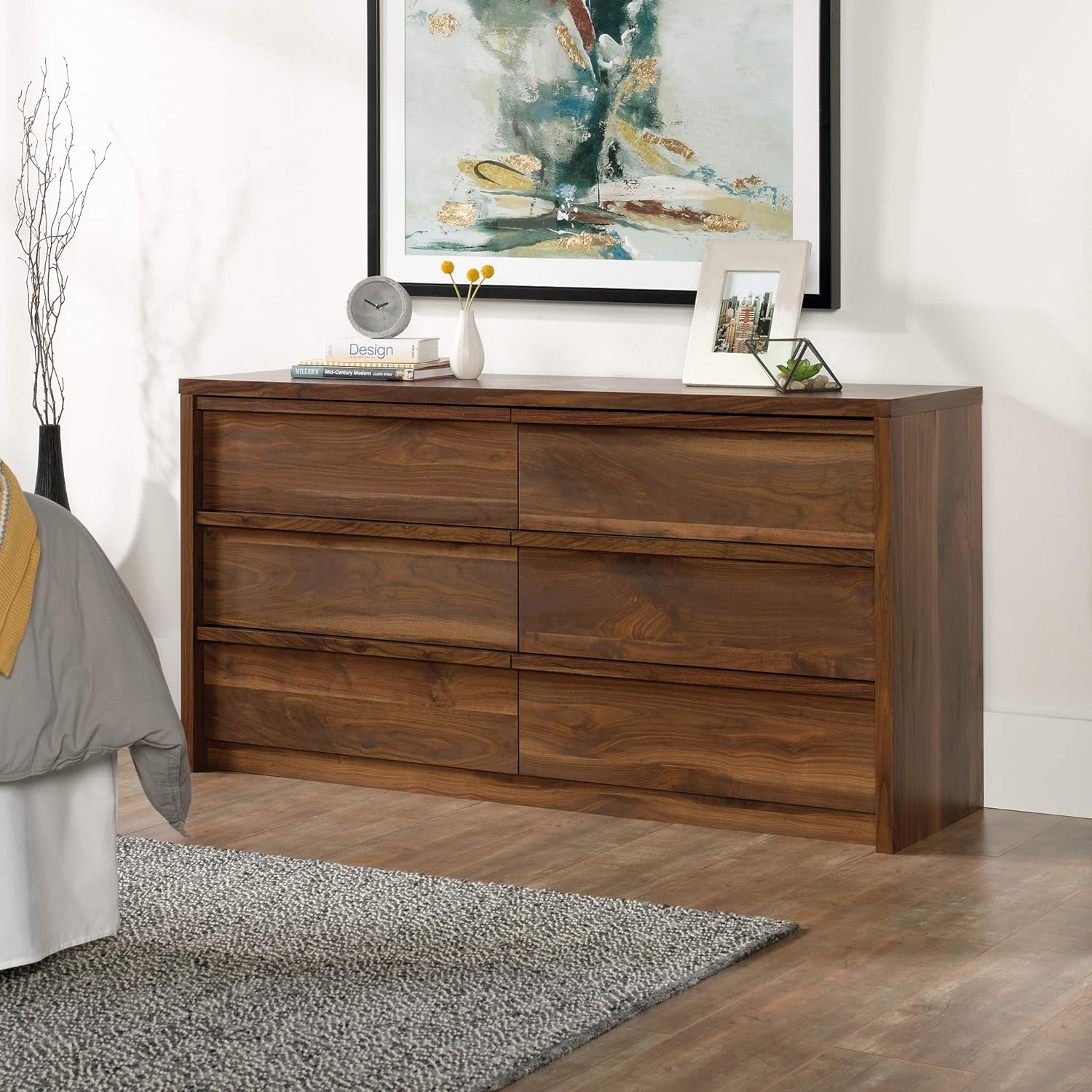 Sauder Harvey Park 6-Drawer Dresser, Grand Walnut