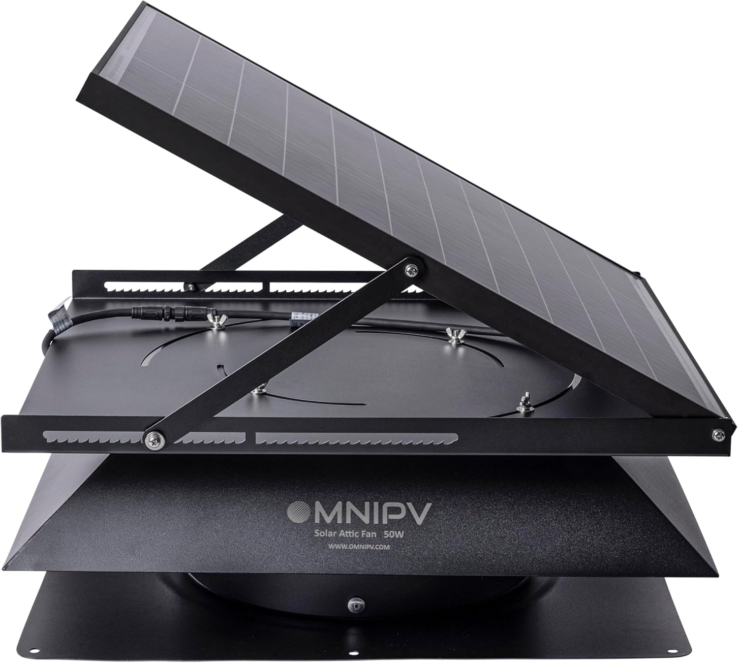 Smart Hybrid Solar Attic Fan Pro, 2850 CFM, 50W Panel, Thermostat