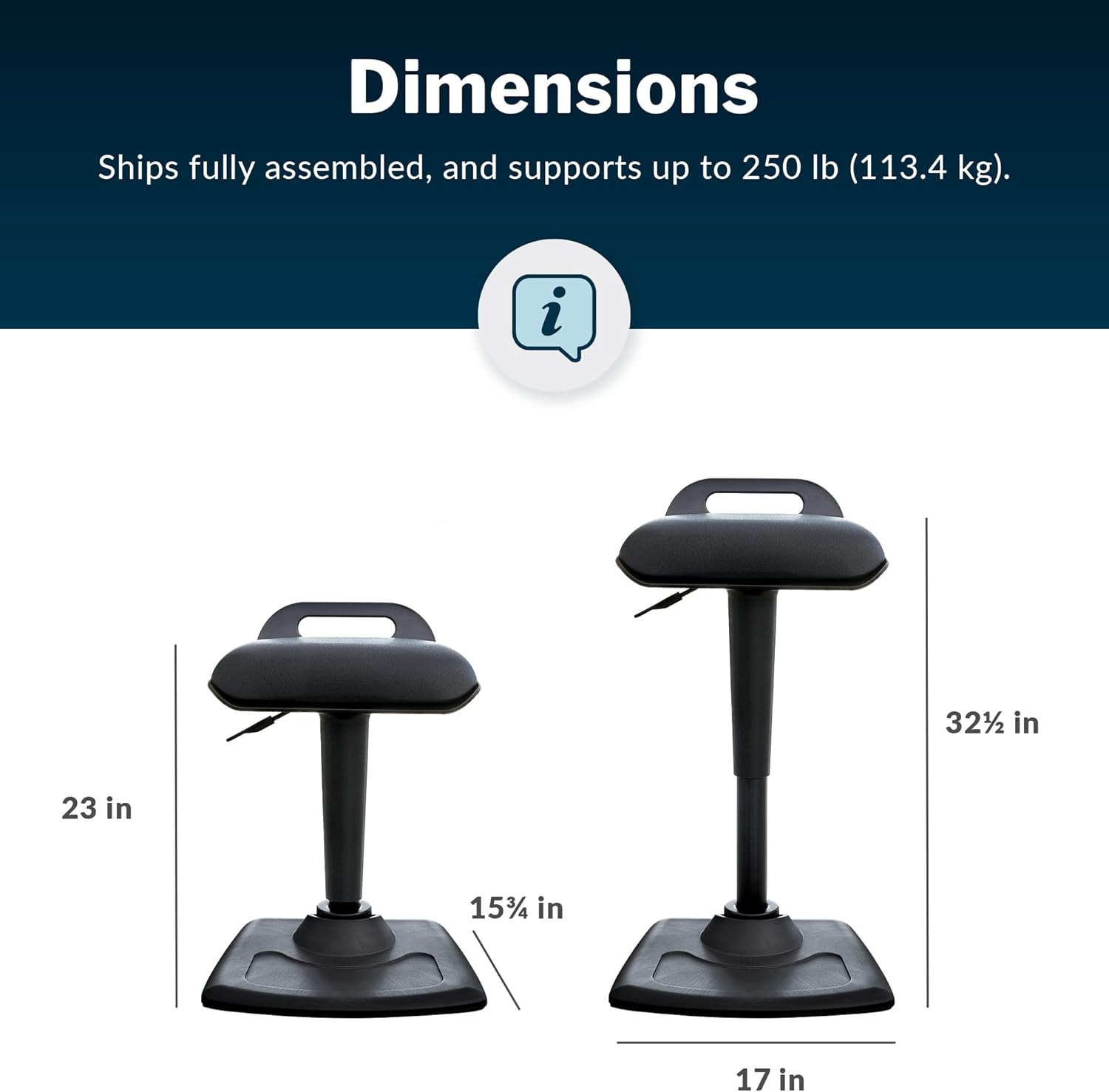 Vari Active Seat Ergonomic Standing Desk Chair, Wobble Stool