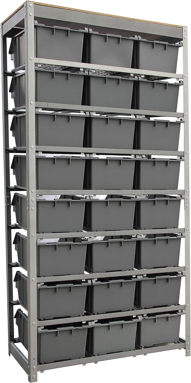 King's Rack Bin Storage System with 24 Bins, 8-Tier Steel Organizer