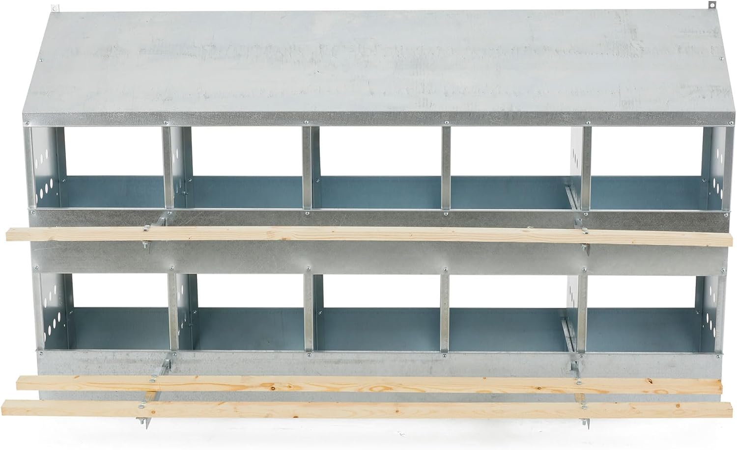 Brower 2-Tier 10-Hole Chicken Nesting Box, 50–60 Hen Capacity, Galvanized