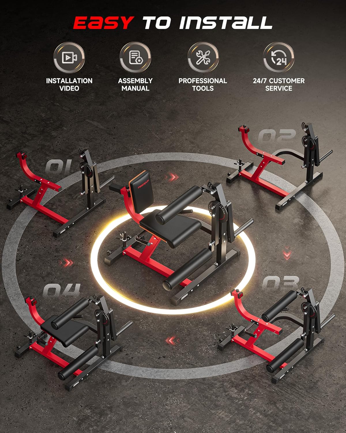 FEIERDUN 4-in-1 Leg Extension Curl Machine, 700lb Capacity, Adjustable