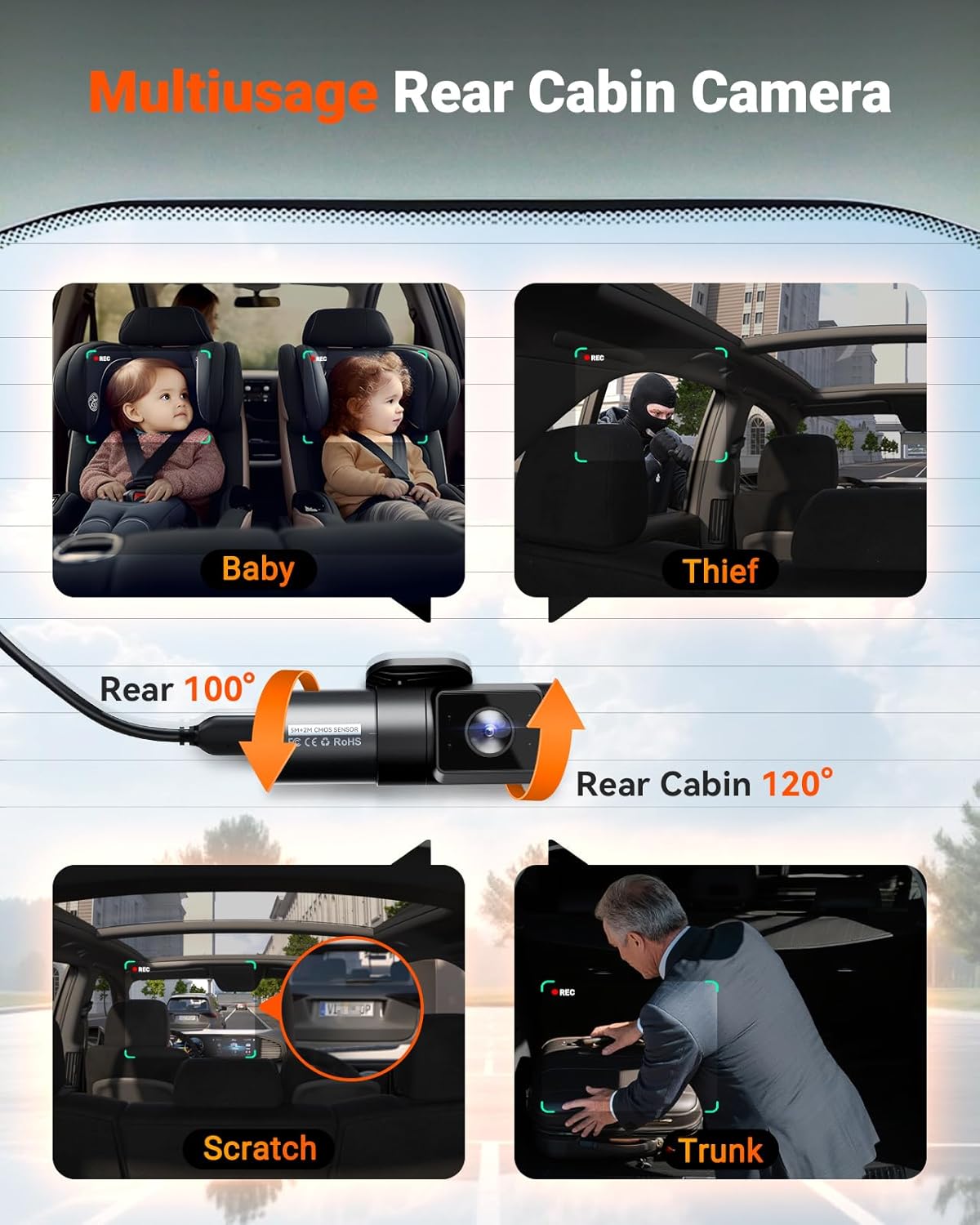 Vantrue N5S 360° WiFi Dash Cam, STARVIS 2, GPS, LTE, 1TB Support