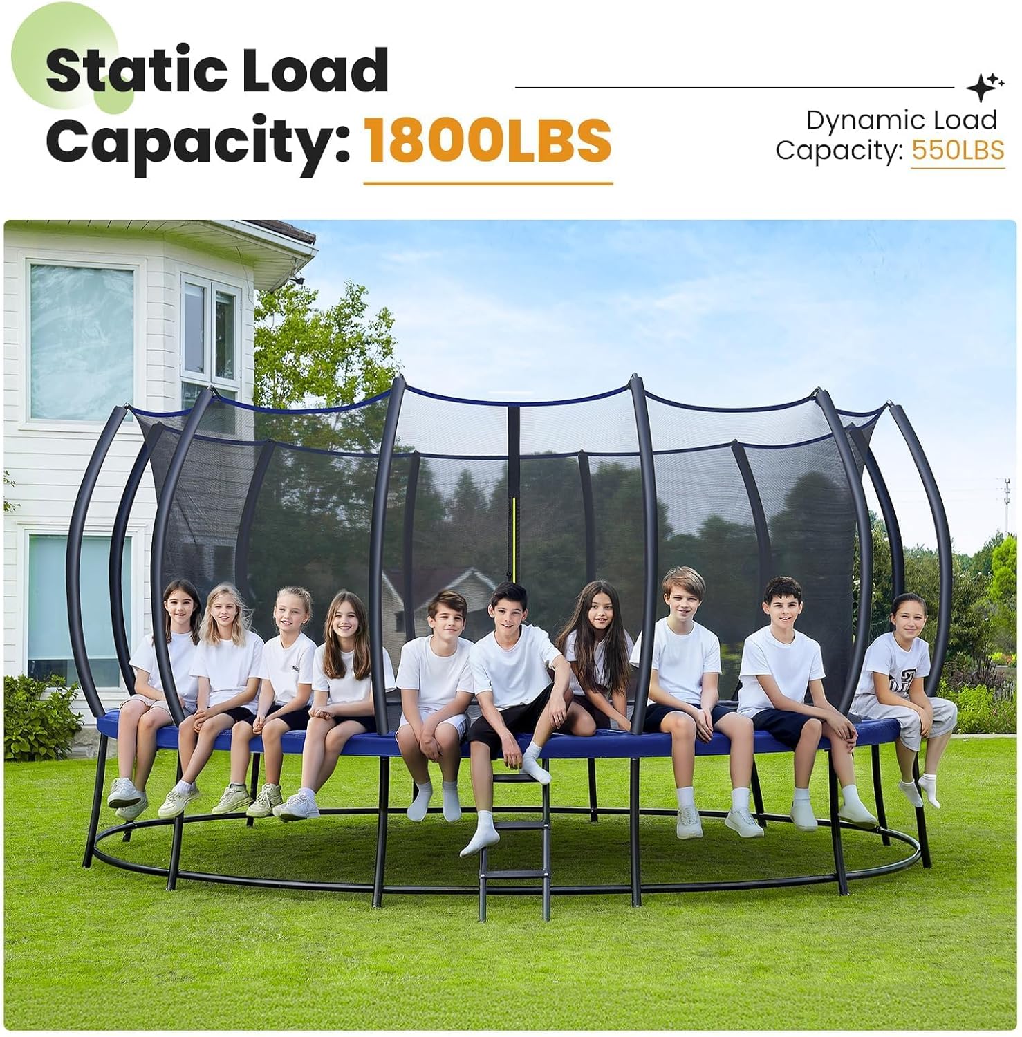 Zupapa 2025 Trampoline with Net, 1800lb Capacity, 12–16FT, No-Gap Design