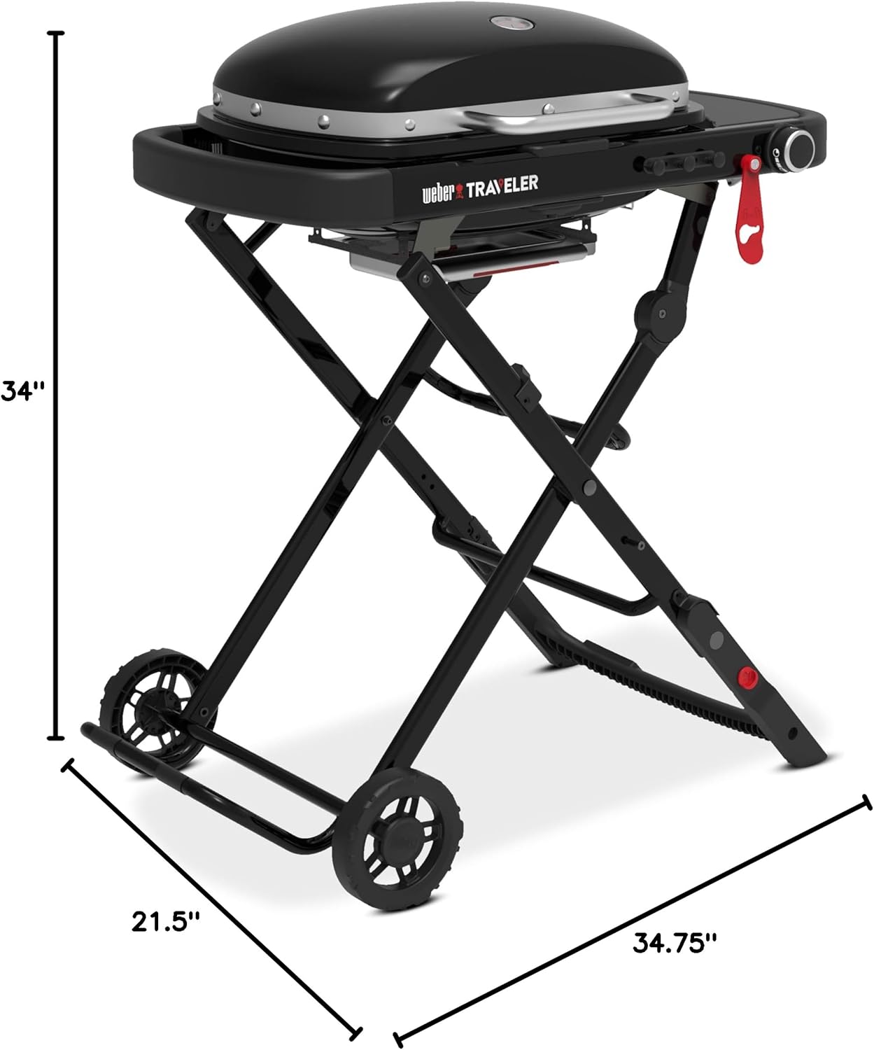 Weber Traveler Portable Propane Grill, 1 Burner, Black