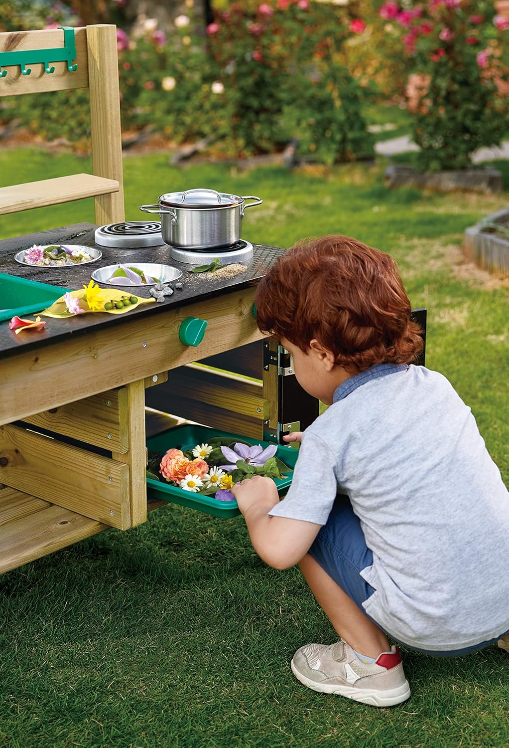Hape Outdoor Mud Kitchen Wooden Toy Playset with Accessories