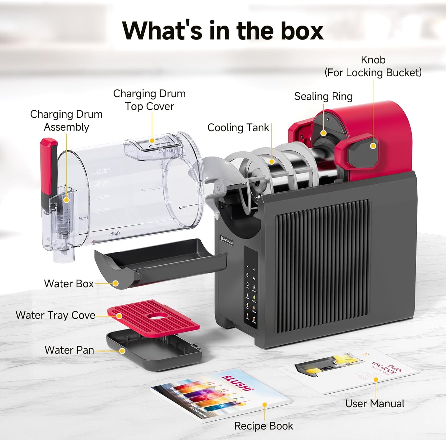 Home Slushie Machine with Cookbook, 6 Presets, Self-Cleaning