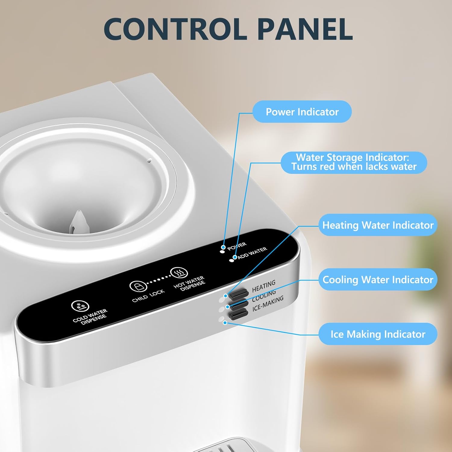 COWSAR 3-in-1 Water Cooler with Ice Maker, Hot/Cold, Top Loading