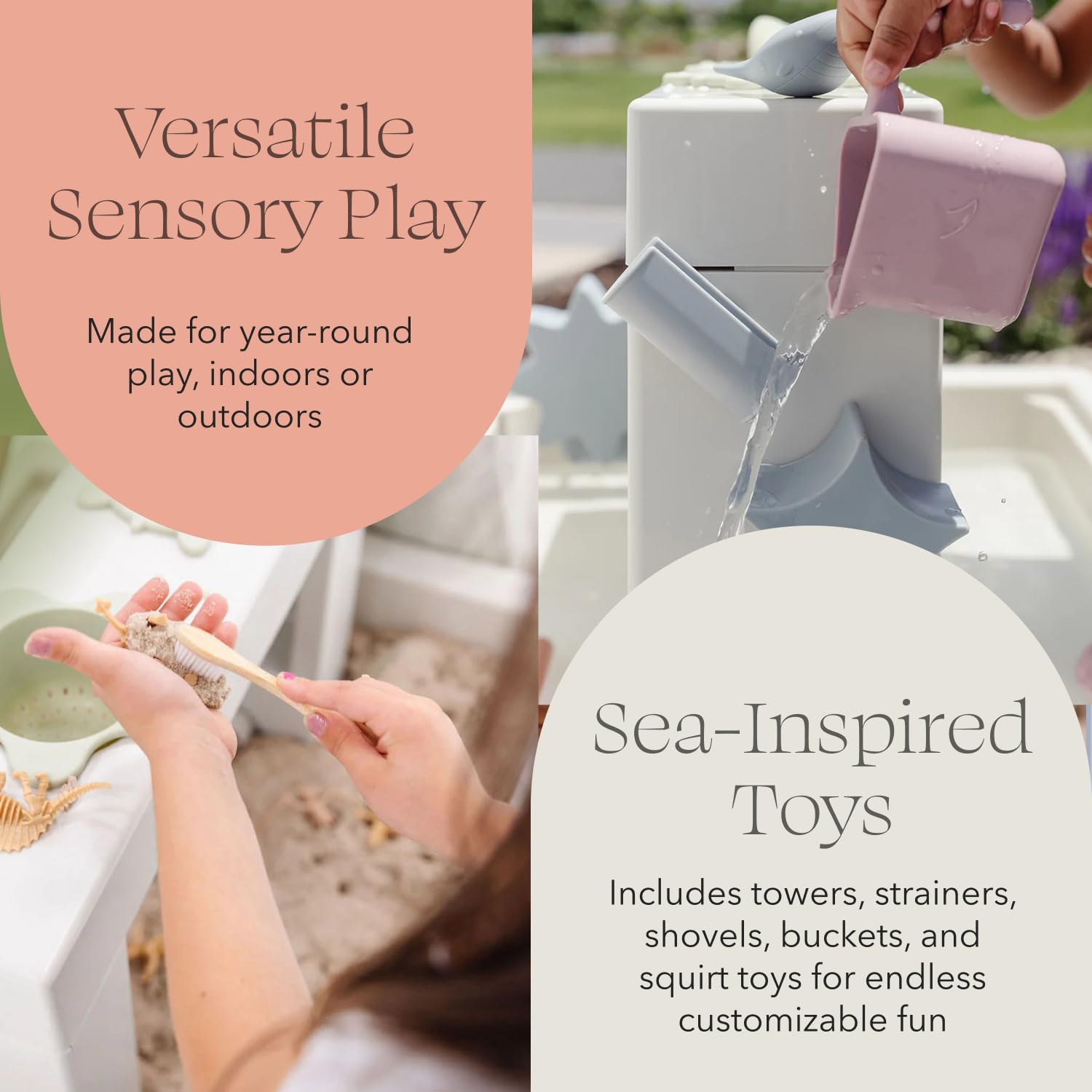 PLAYSMOL 3-in-1 Water & Sensory Table for Kids, Ages 3+
