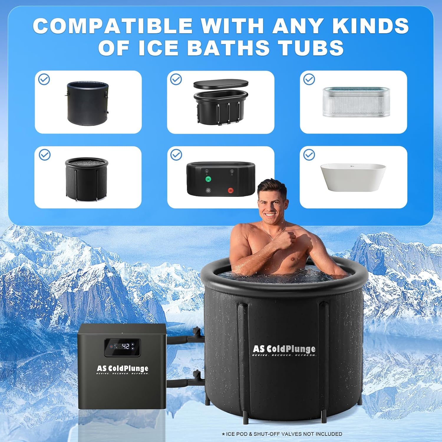 Ice Bath Water Chiller, 1/3 HP, Filter & Pump, Cold Therapy, 110V