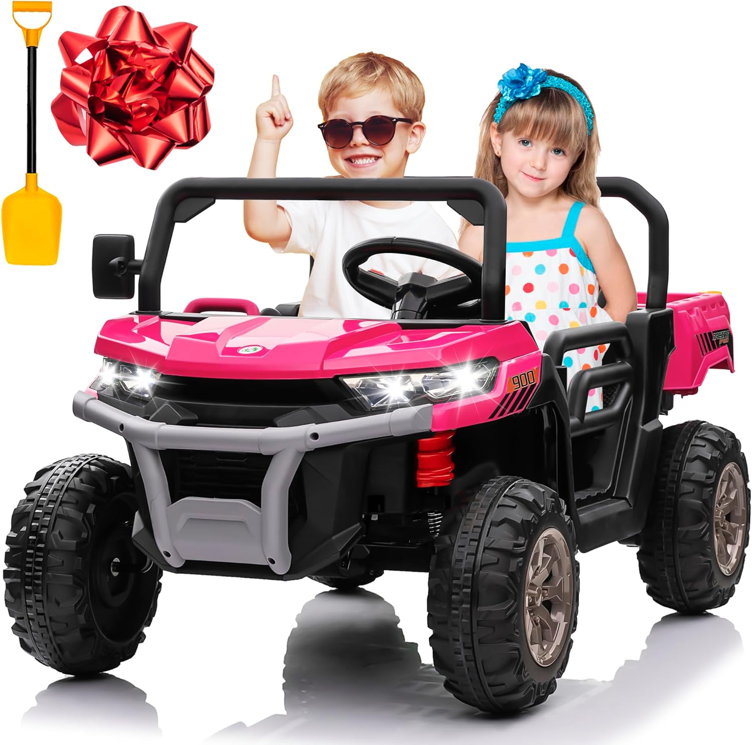 24V 4WD Ride-On Truck, 4x200W Motor, Dump Bed, Remote, Pink