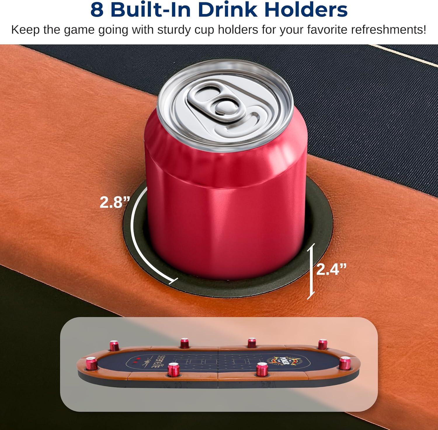 SereneLife 6ft Foldable Poker Table, 8 Player, Water-Resistant