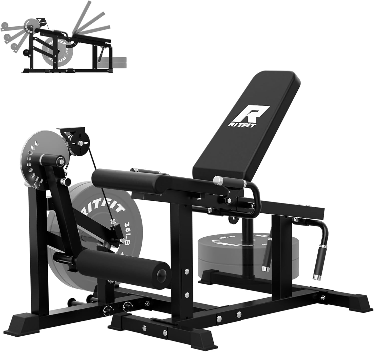 RITFIT Leg Extension & Curl Machine, 700lb, Home Gym Compatible