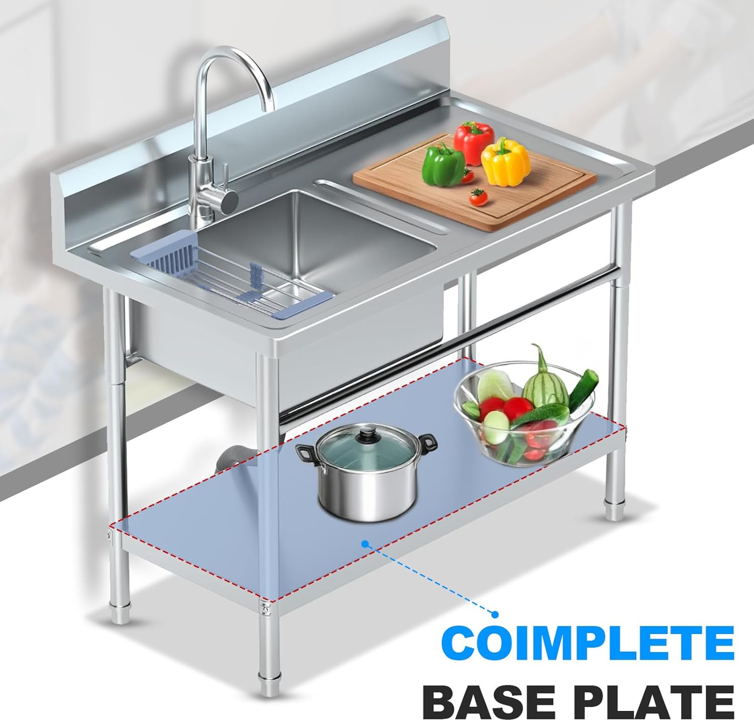 Freestanding Utility Sink with Plumbing & Storage, 39