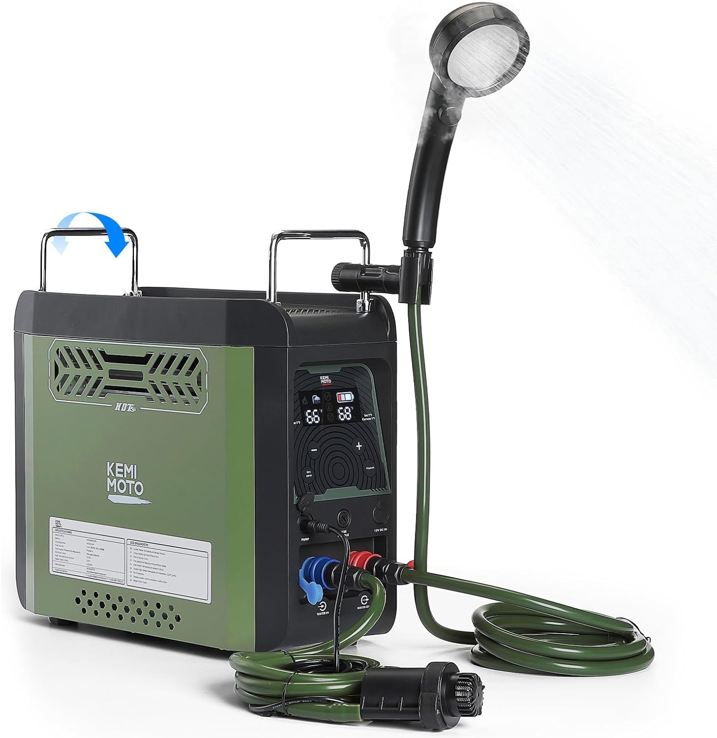 KEMIMOTO Portable Propane Water Heater, 20,000 BTU, Rechargeable