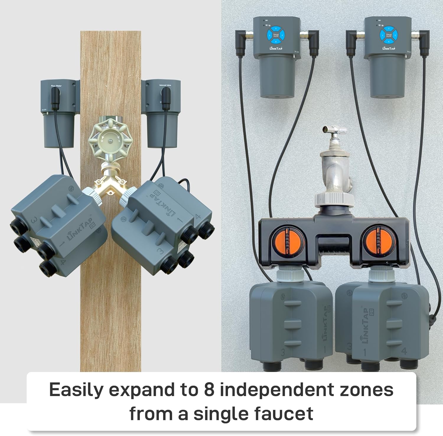 LinkTap Q1 Wireless 4-Zone Water Timer & Gateway with Flow Meters