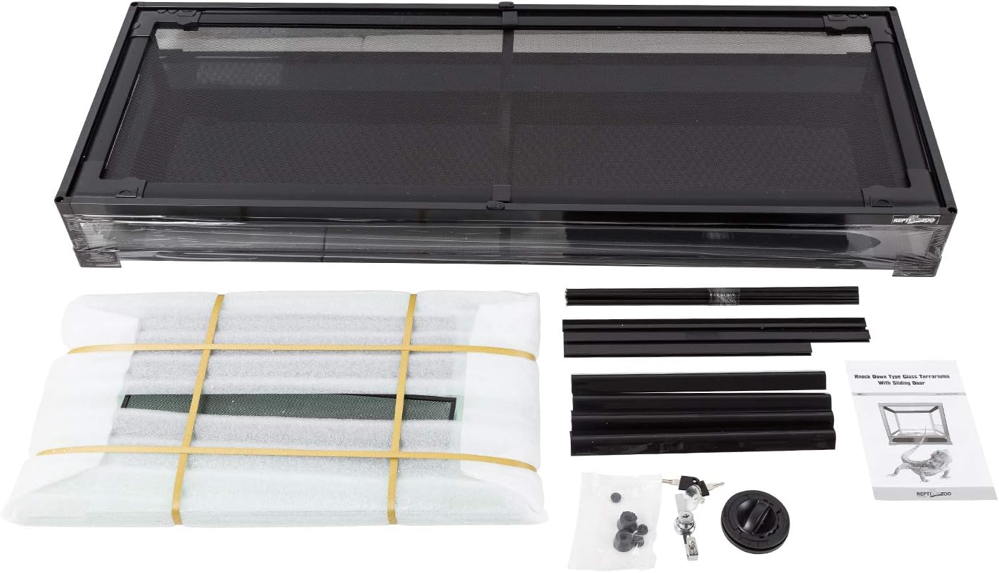 REPTI ZOO 67 Gallon Reptile Terrarium, Sliding Glass Doors, 48