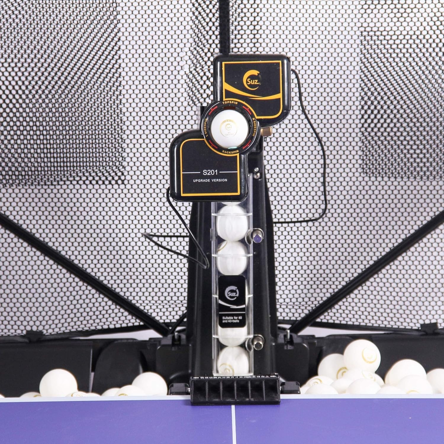Suz S201 Table Tennis Robot with Net, Auto Ping Pong Trainer