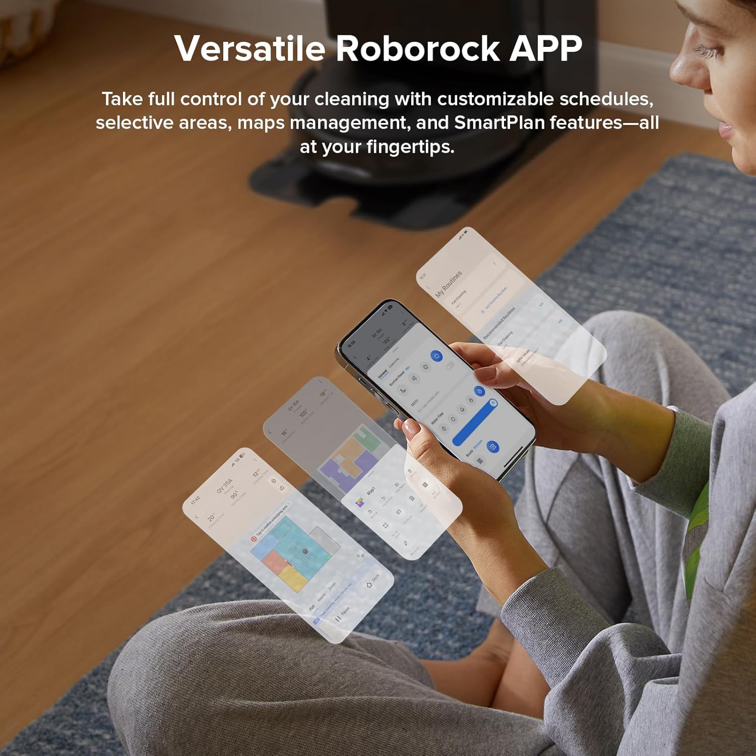 Roborock Qrevo Robot Vacuum & Mop, 8000Pa, Auto Mop Wash, Black