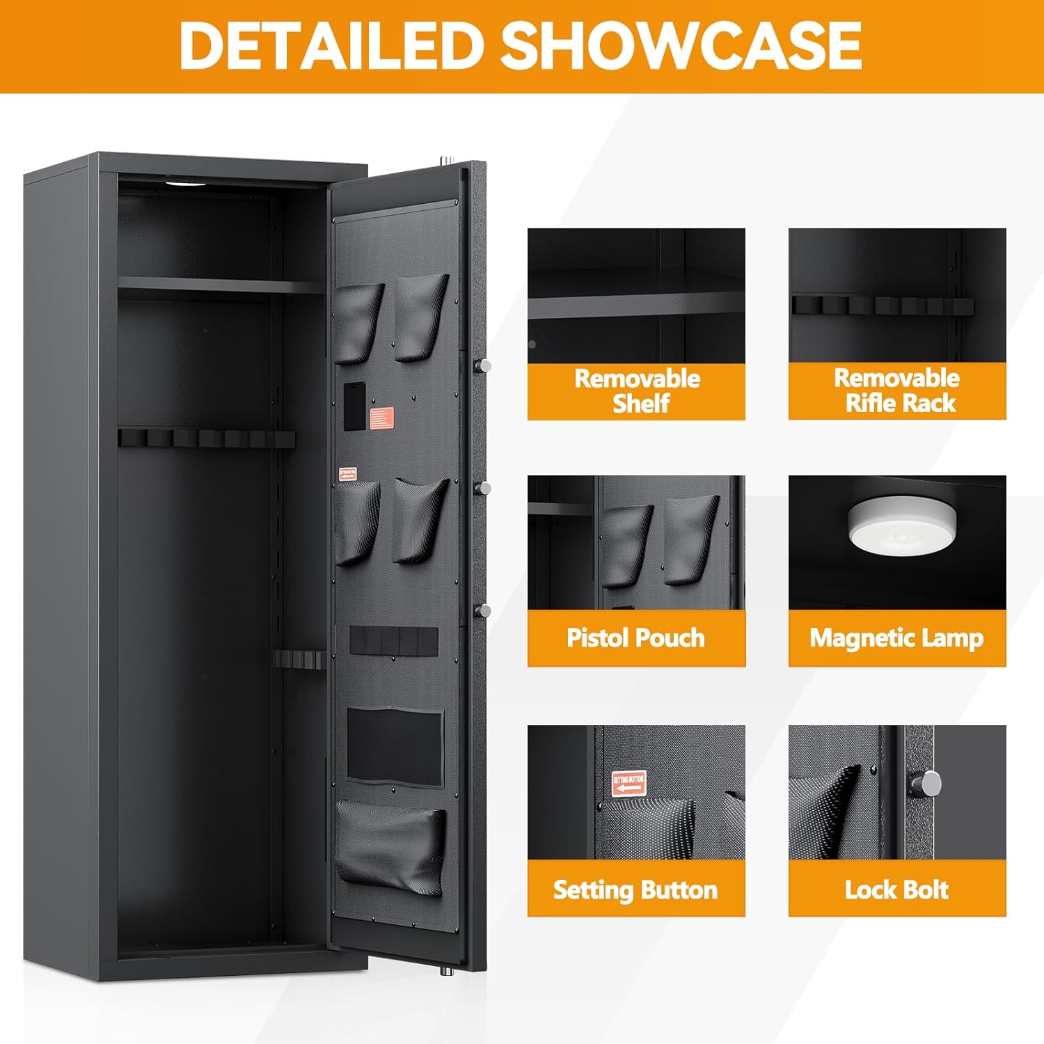 KAER 12–15 Gun Safe with Digital Keypad & Adjustable Shelves