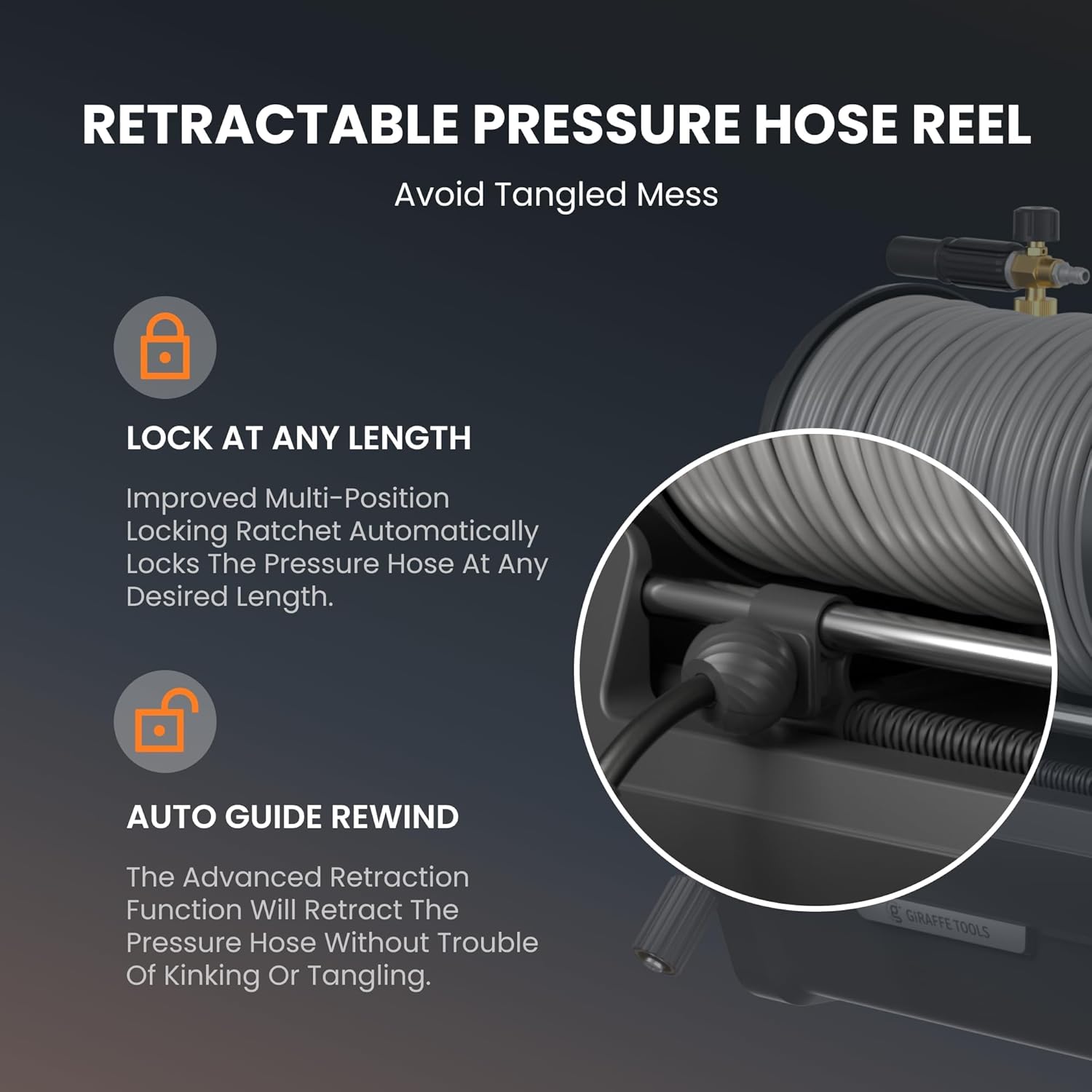 Giraffe Tools Grandfalls Wall Mount Pressure Washer, 2900PSI, 100FT Hose