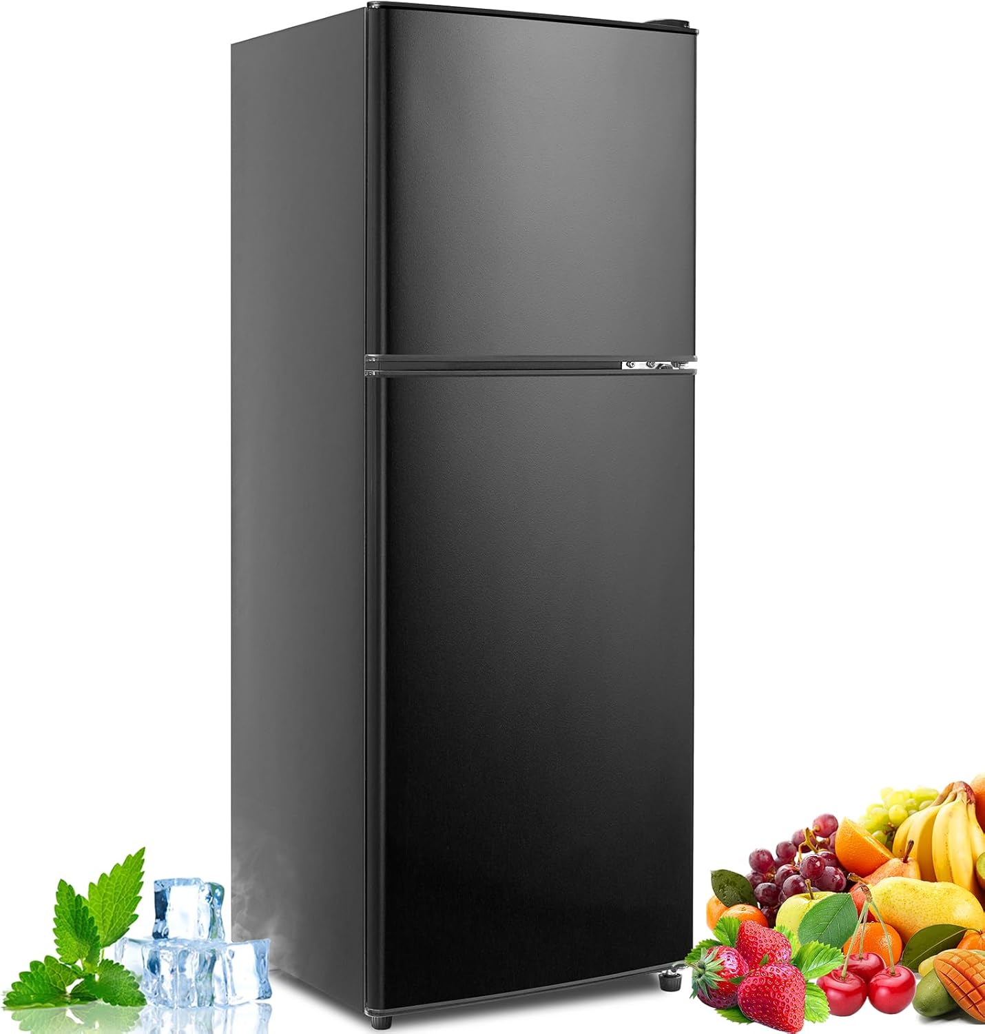 5.0 Cu.Ft Dual Door Refrigerator with Freezer, Black