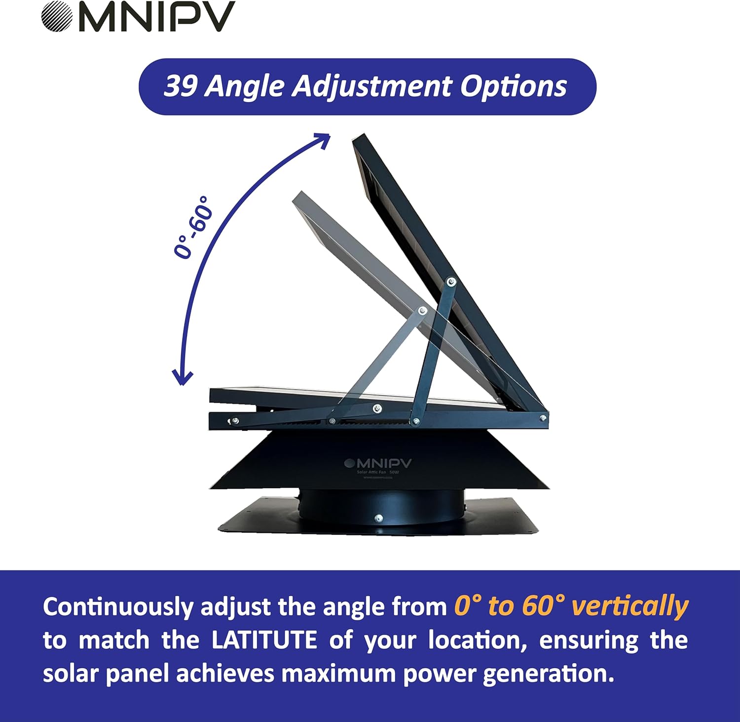 Smart Hybrid Solar Attic Fan Pro, 2850 CFM, 50W Panel, Thermostat