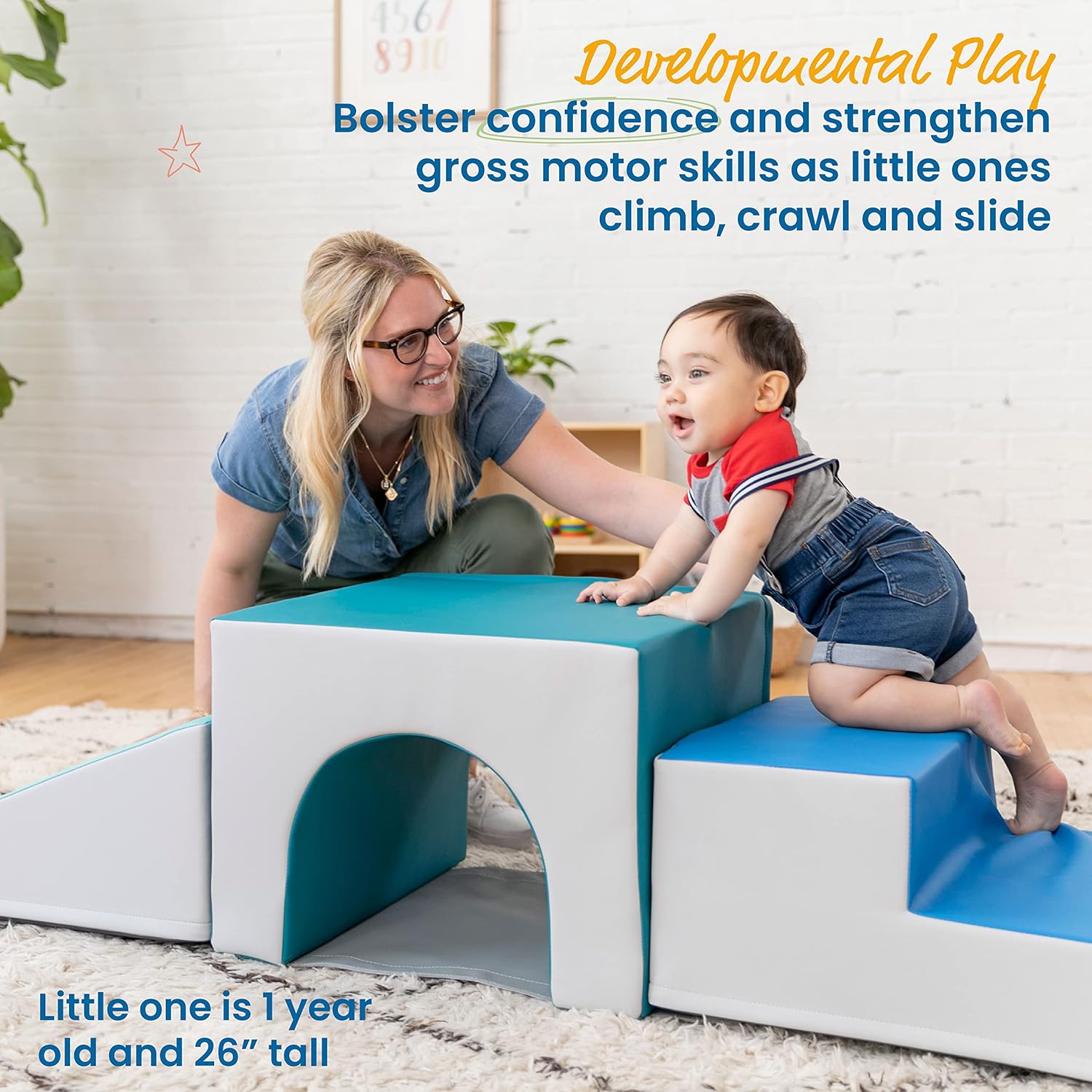 ECR4Kids SoftZone Tunnel Climber, 3-Piece Toddler Playset