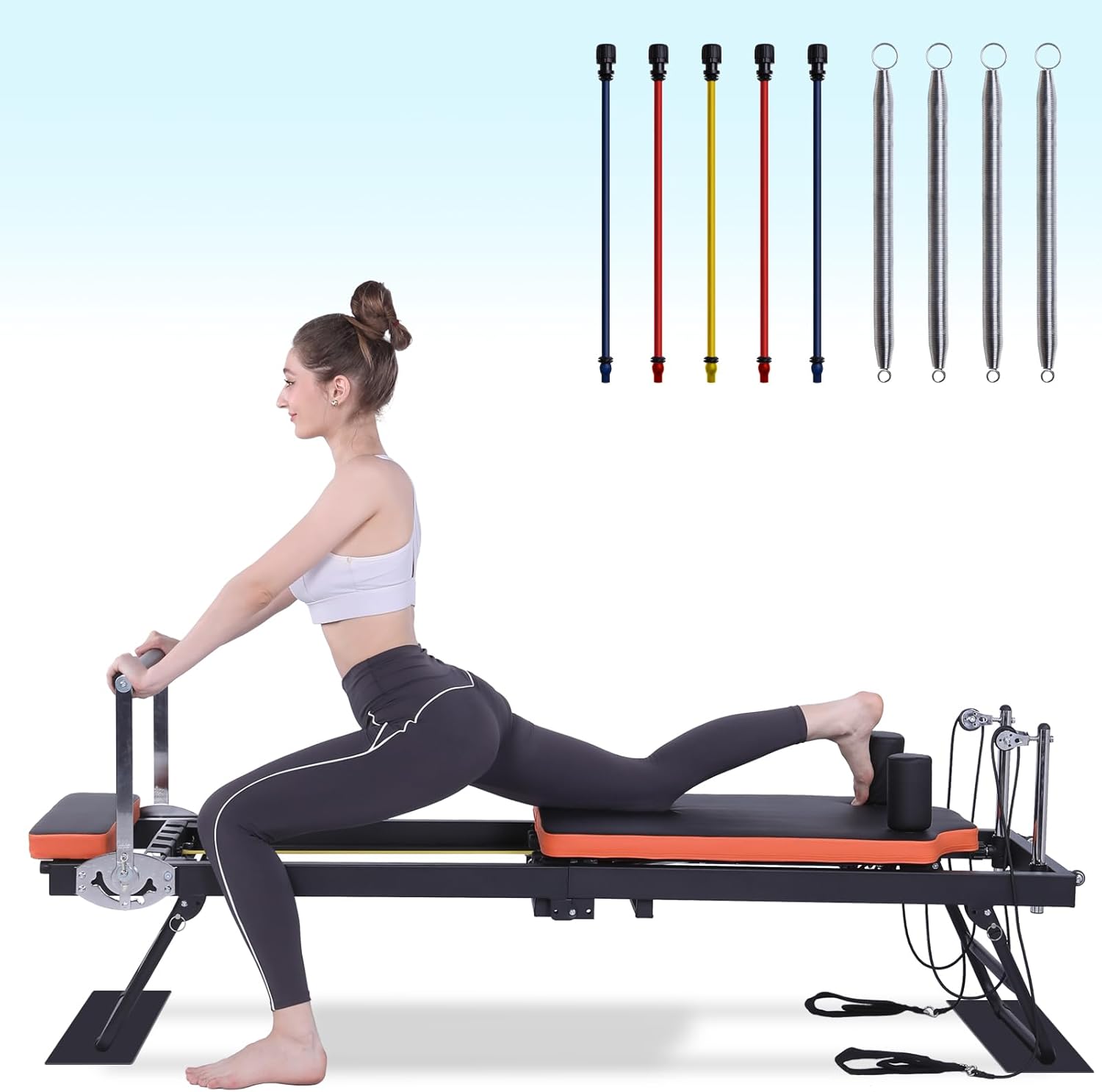 Dpiolrcag Foldable Pilates Reformer Machine, 250lb Capacity